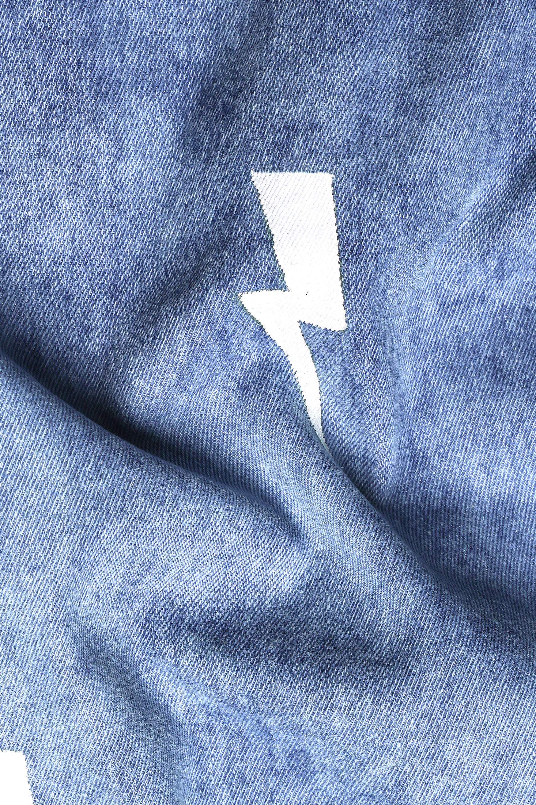 Yonder Blue Lightning Strike Clipart Hand Painted Stretchable Denim