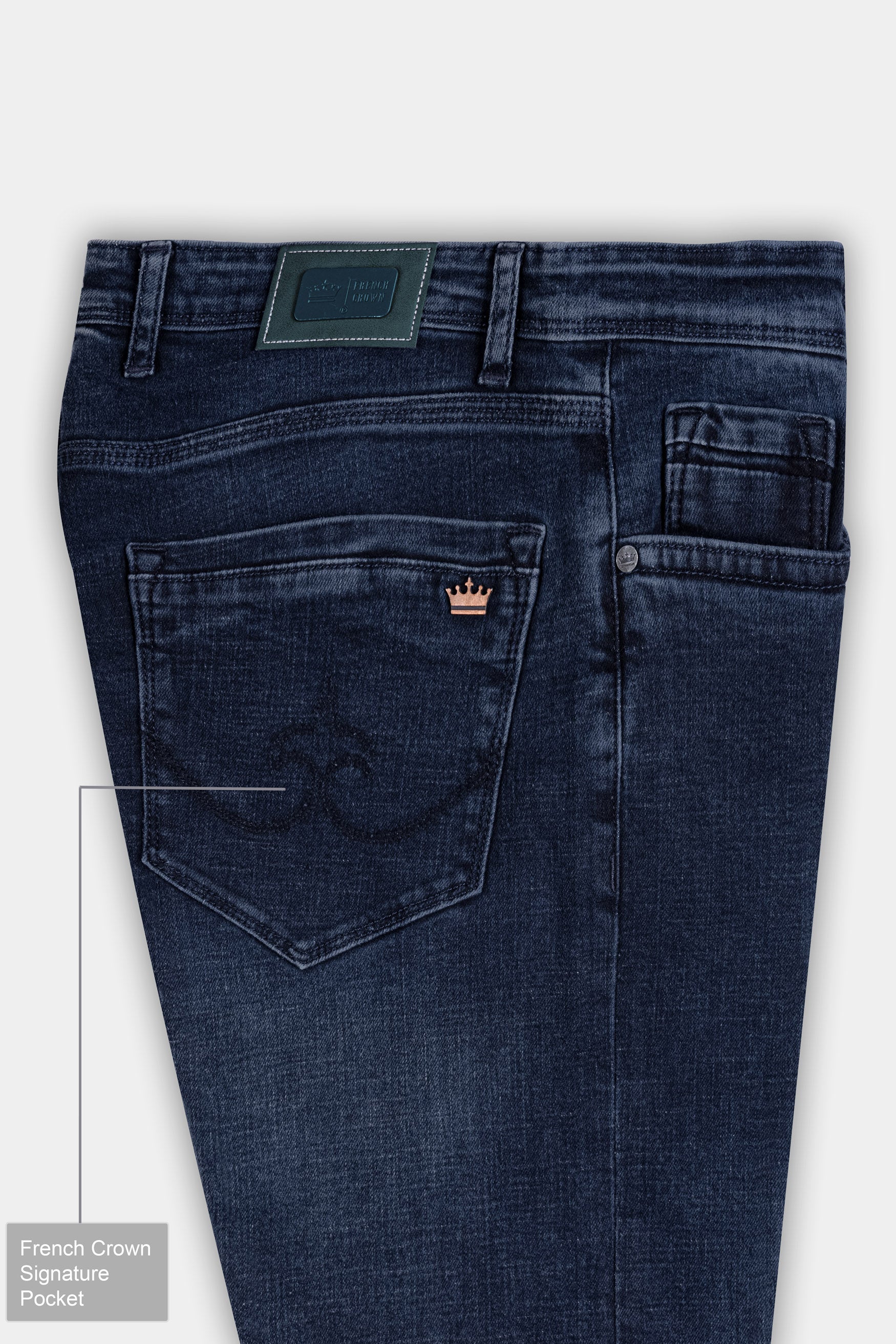 Ebony Blue Stone Wash Stretchable Denim