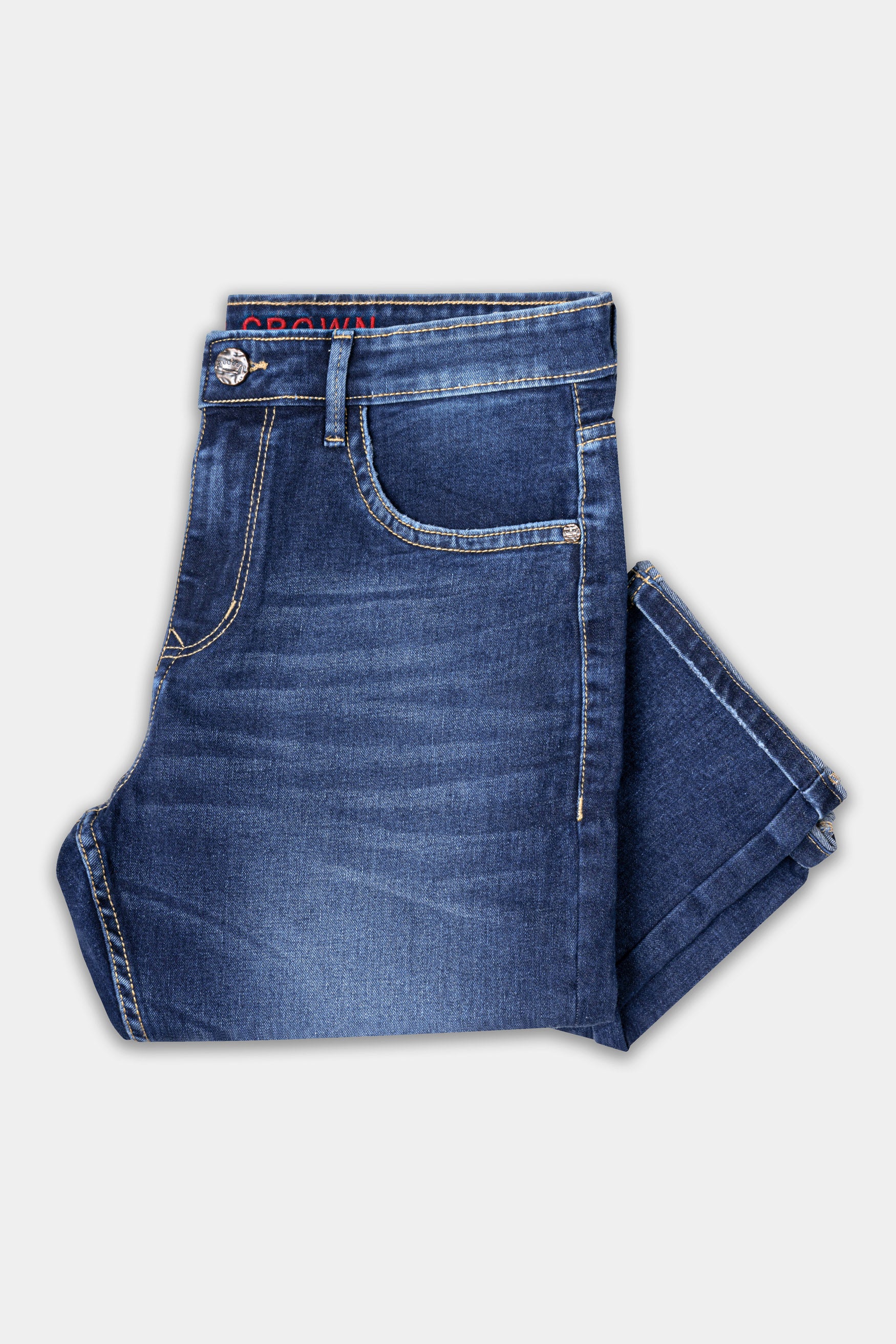 Fiord Blue Whiskering Wash Stretchable Denim