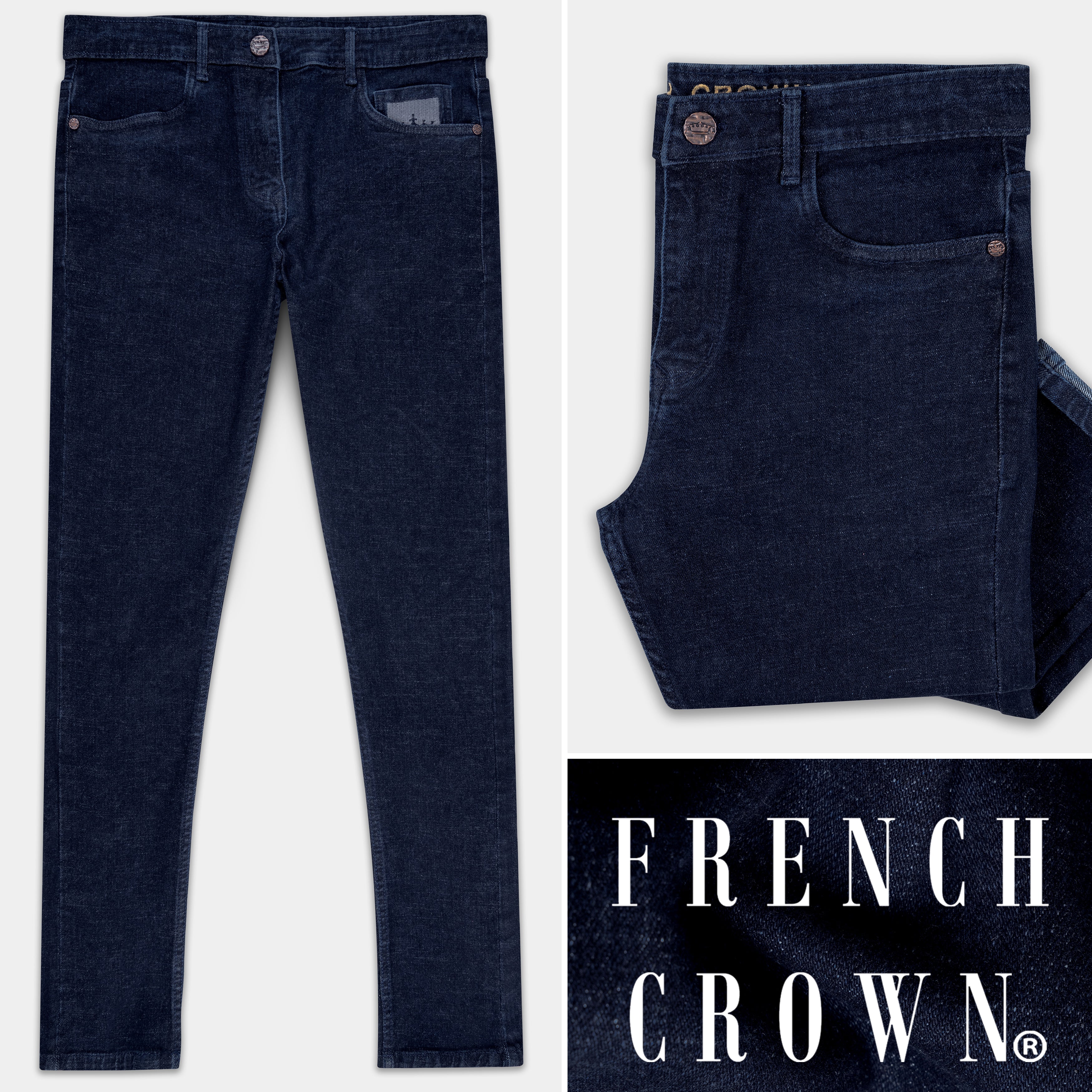Big Stone Blue Slim Fit Mid-Rise Clean Look Denim Jeans