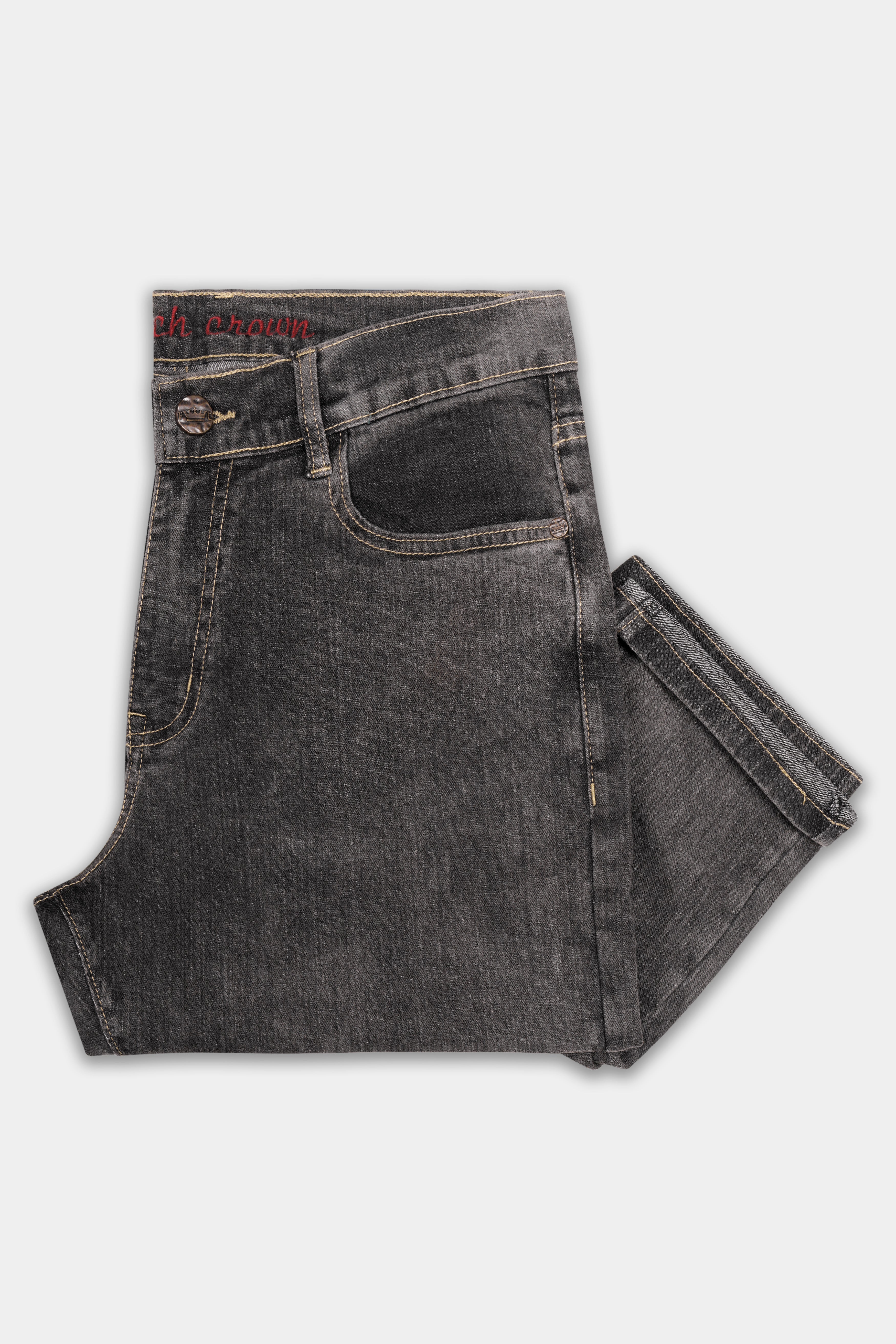 Iridium Gray Textured Stretchable Cargo Denim