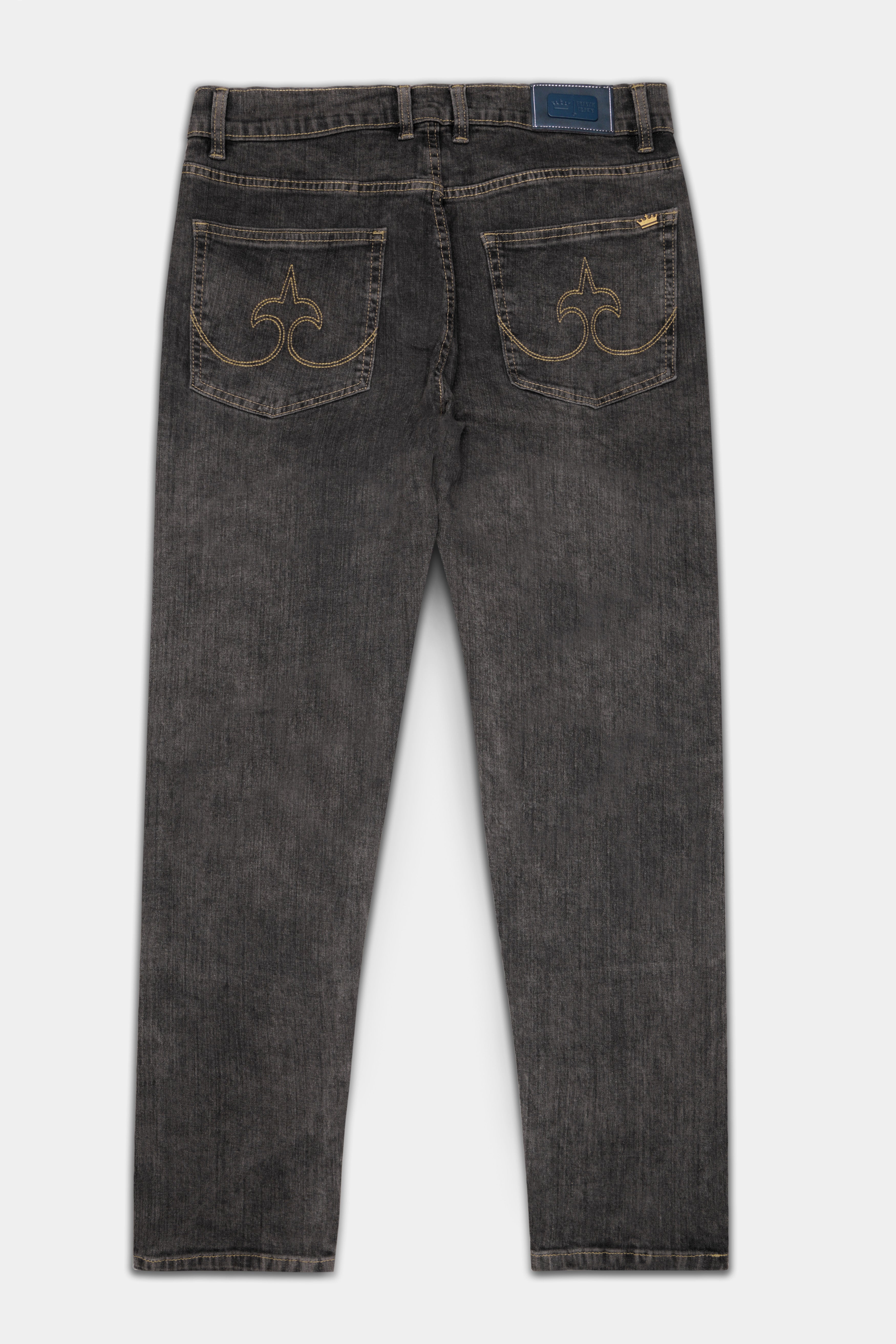 Iridium Gray Textured Stretchable Cargo Denim