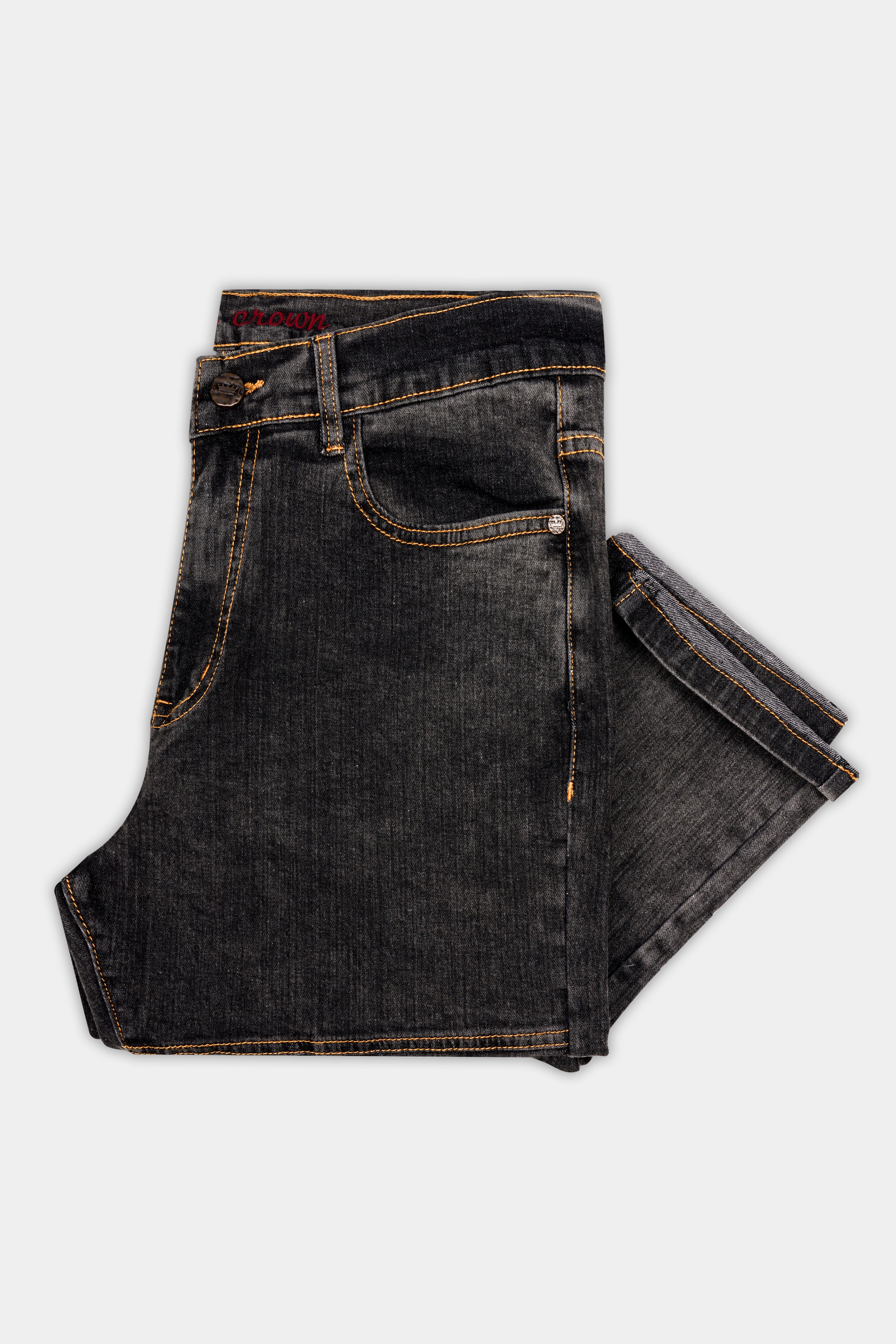 Brich Brown Rinse Washed Textured Stretchable Denim