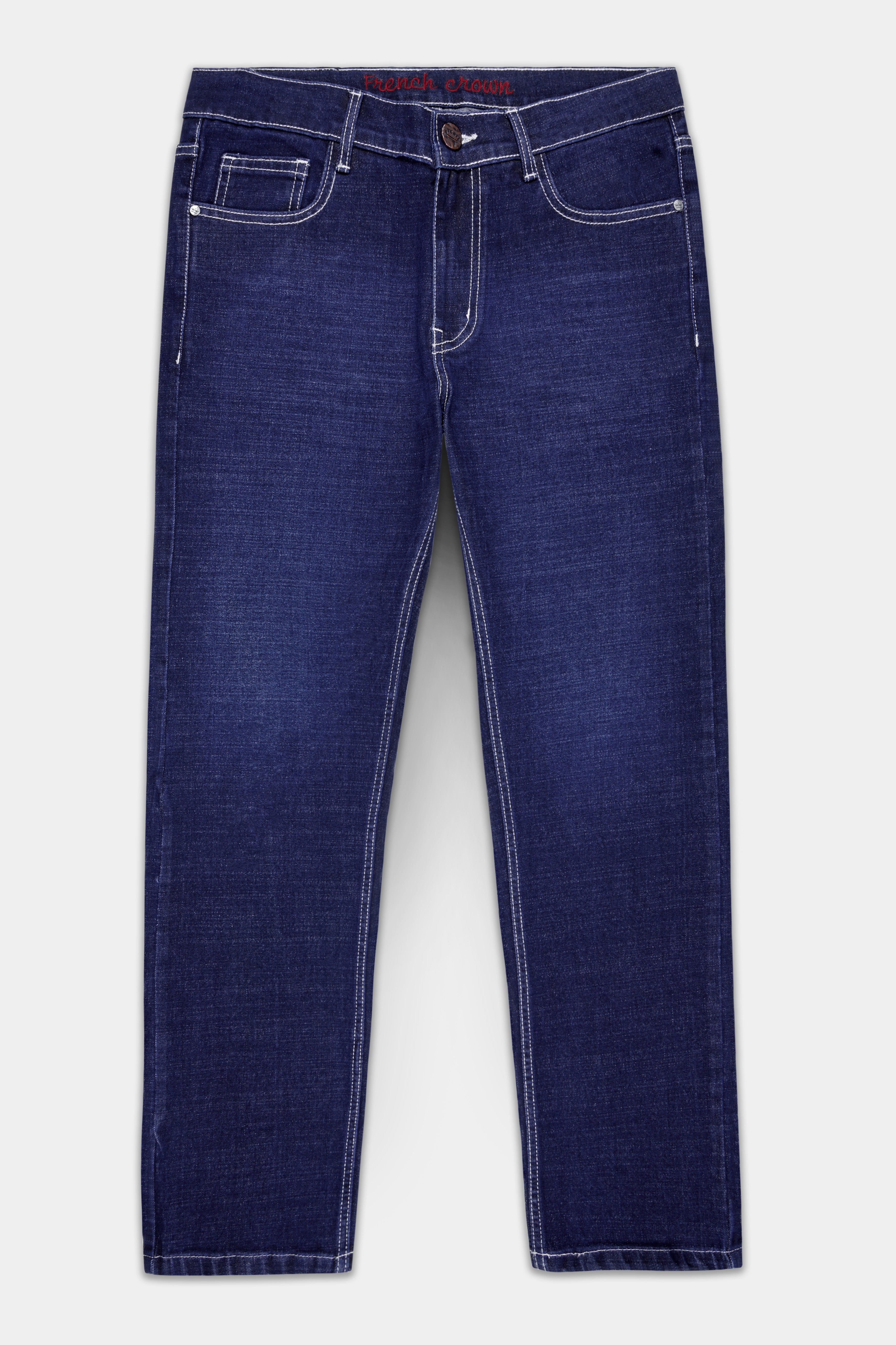 Bluenique-Lapis Blue Whiskering Washed Stretchable Denim