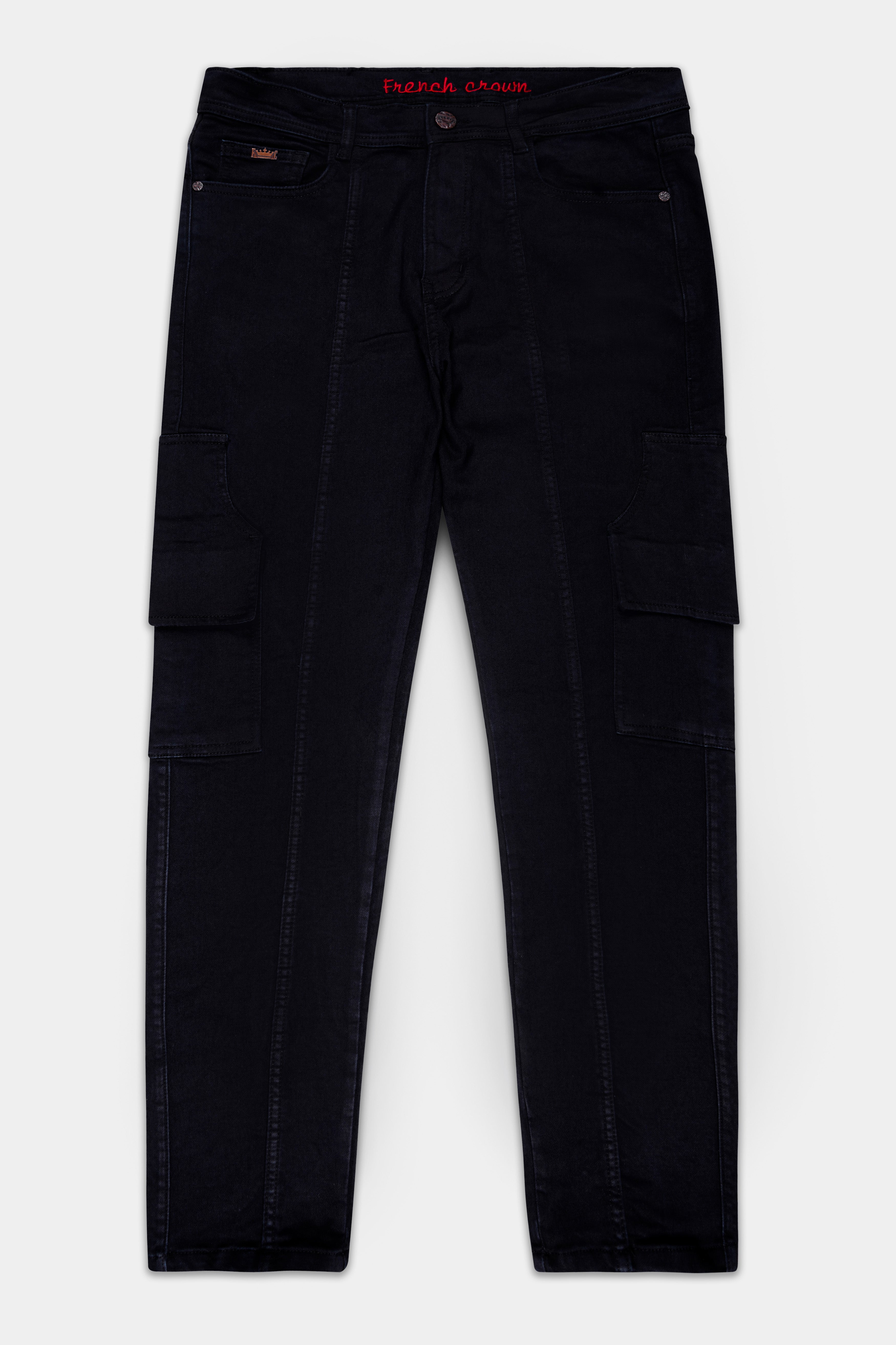 Prowla-Jaguar Black Clean Look Stretchable Cargo Denim