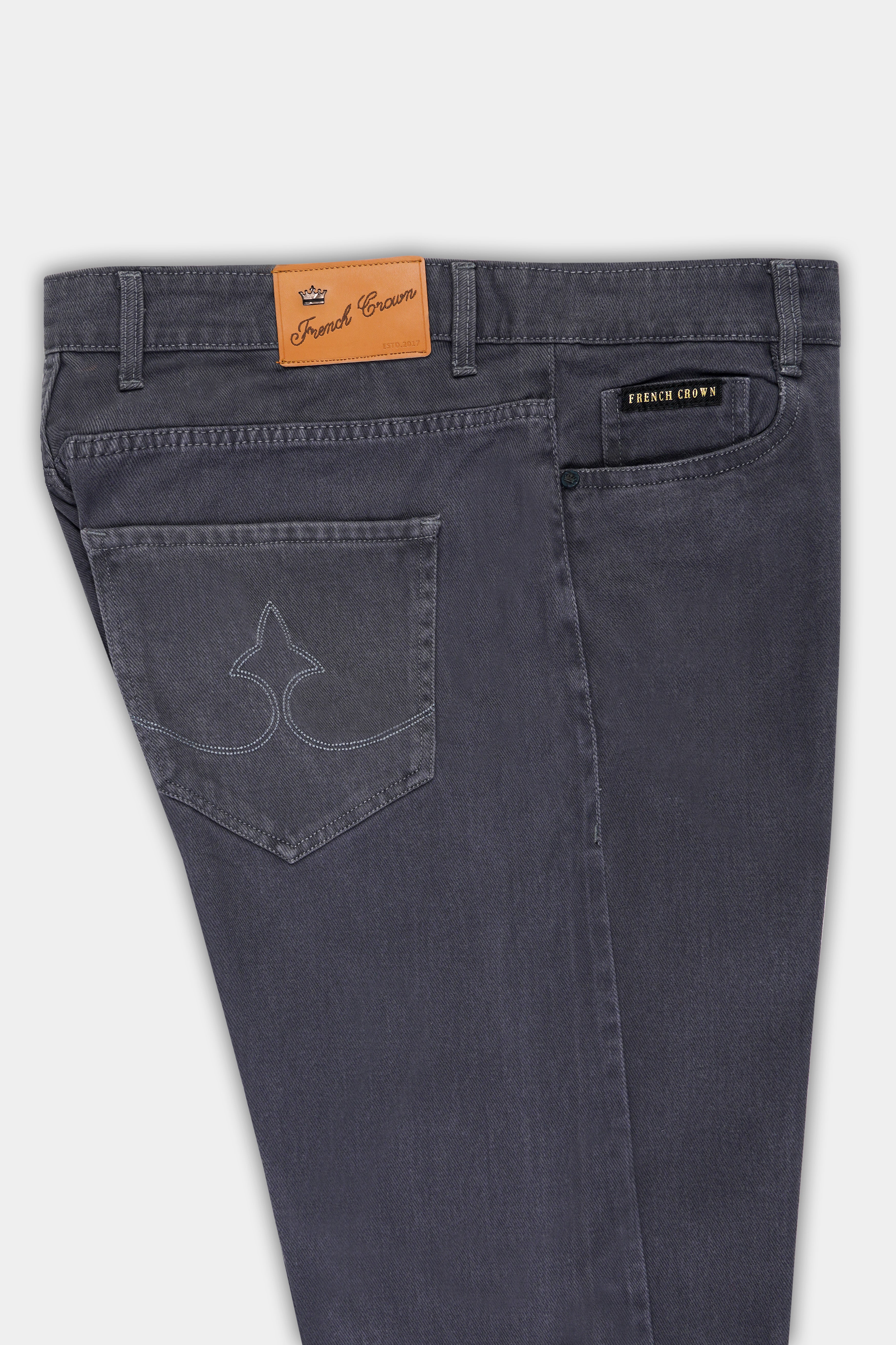 Shadow Gray Slim Fit Mid-Rise Clean Look Stretchable Denim