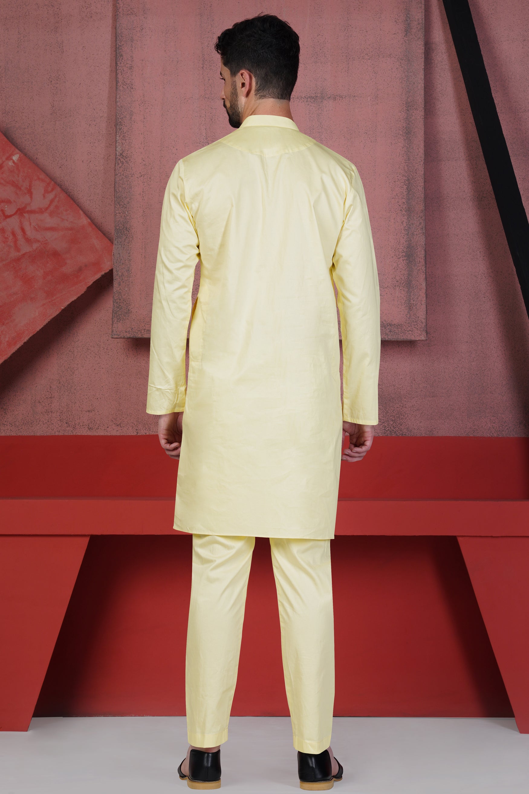 Citrine Yellow Subtle Sheen Super Soft Premium Cotton Kurta