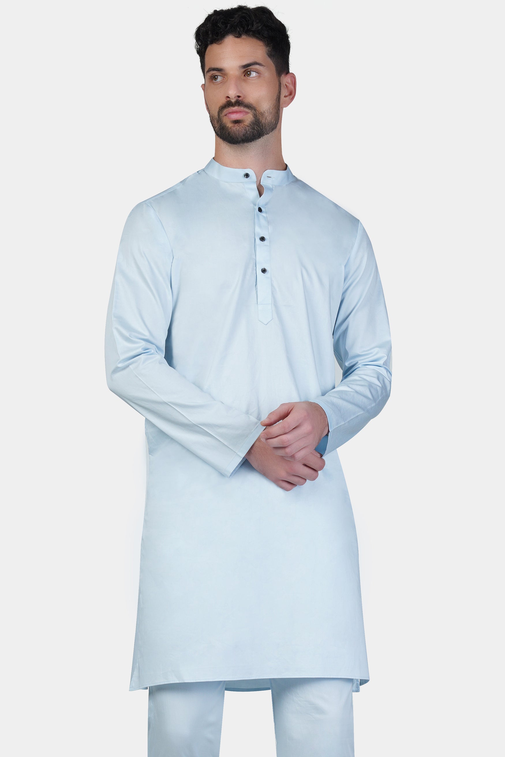 Botticelli Blue Subtle Sheen Super Soft Premium Cotton Kurta