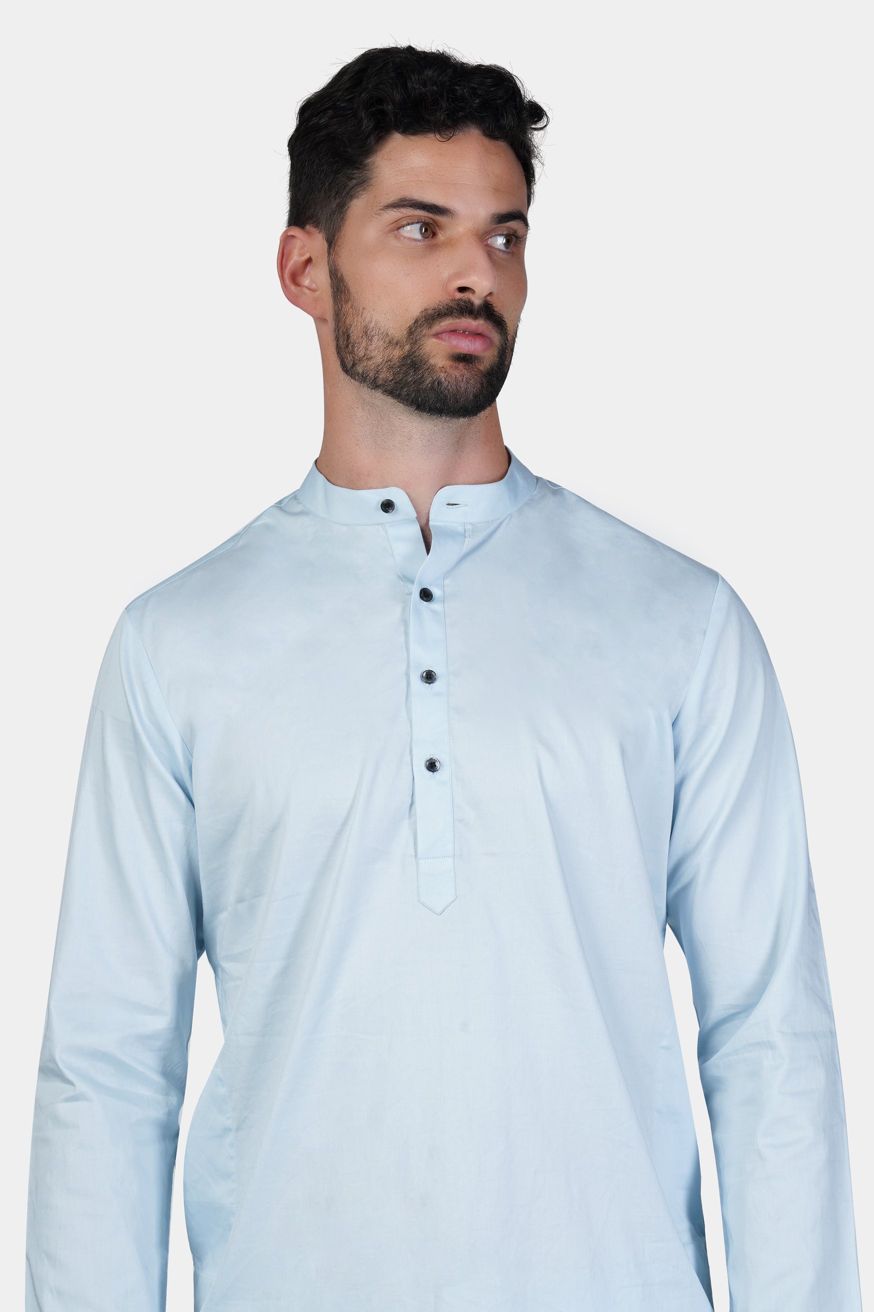 Botticelli Blue Subtle Sheen Super Soft Premium Cotton Kurta