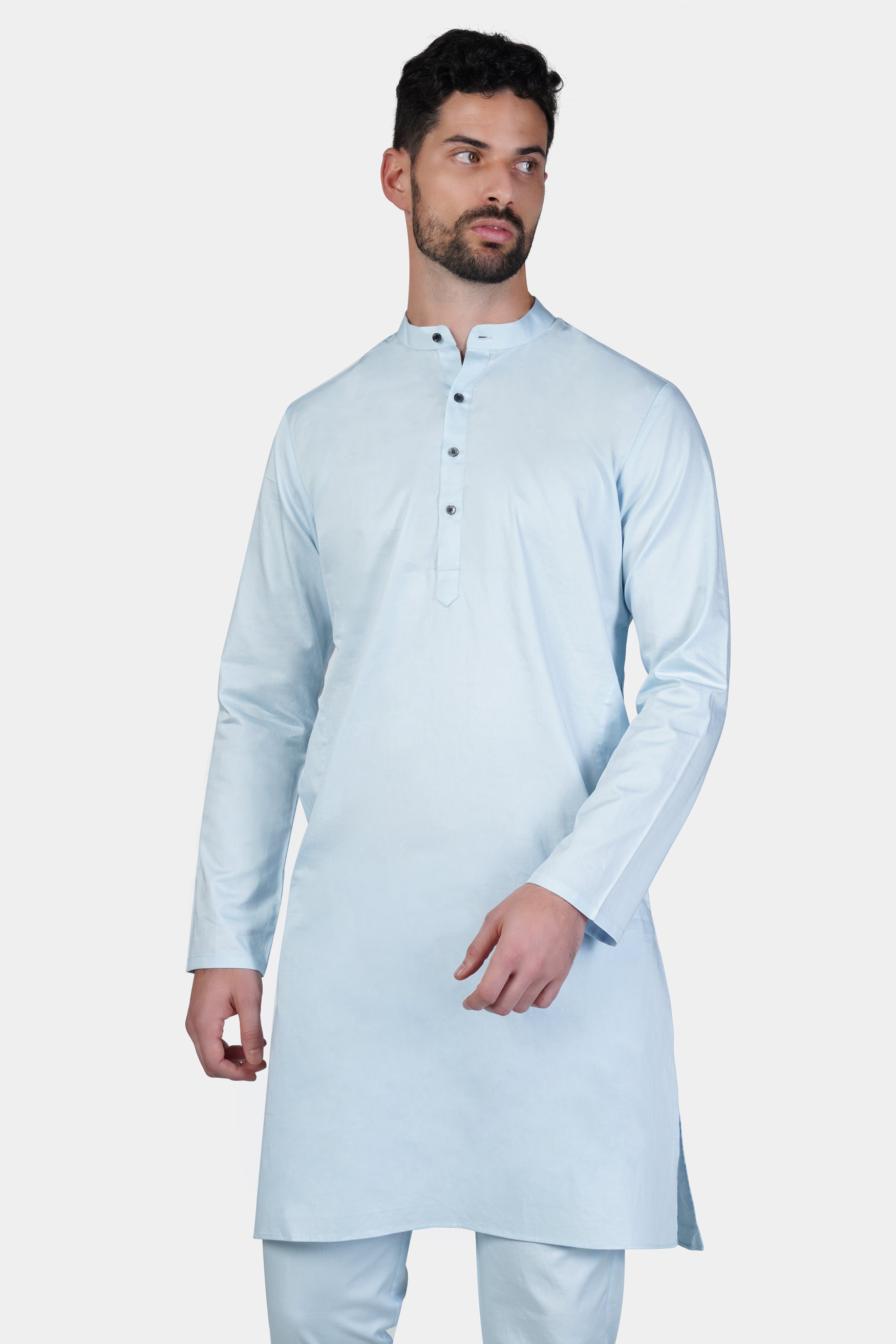 Botticelli Blue Subtle Sheen Super Soft Premium Cotton Kurta