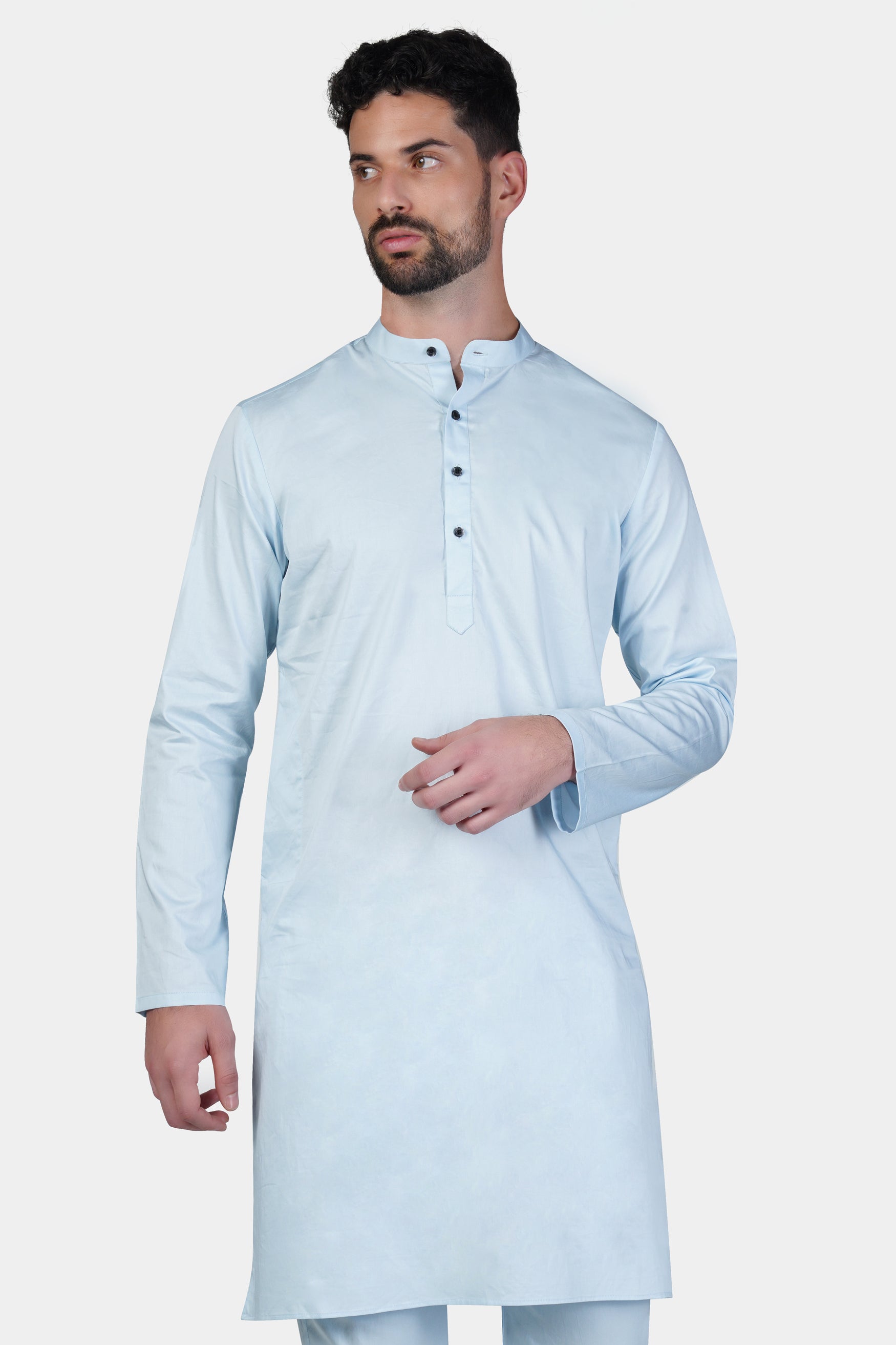 Botticelli Blue Subtle Sheen Super Soft Premium Cotton Kurta