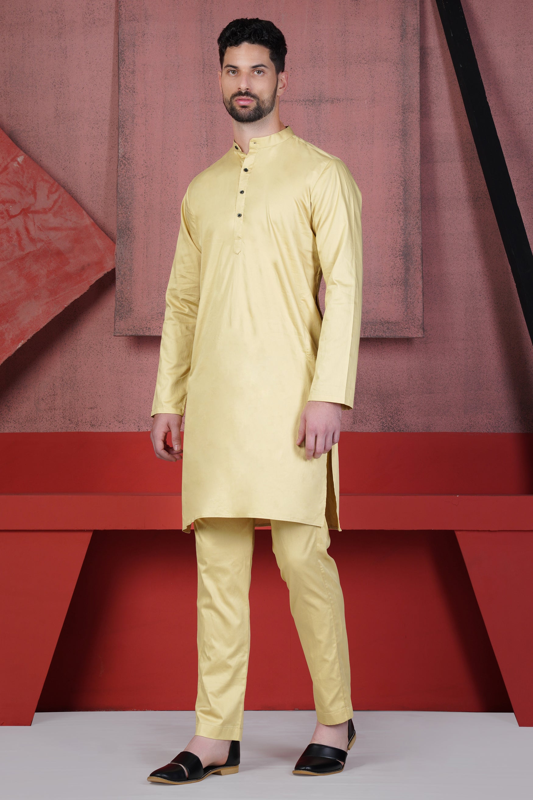 Sidecar Yellow Subtle Sheen Super Soft Premium Cotton Kurta