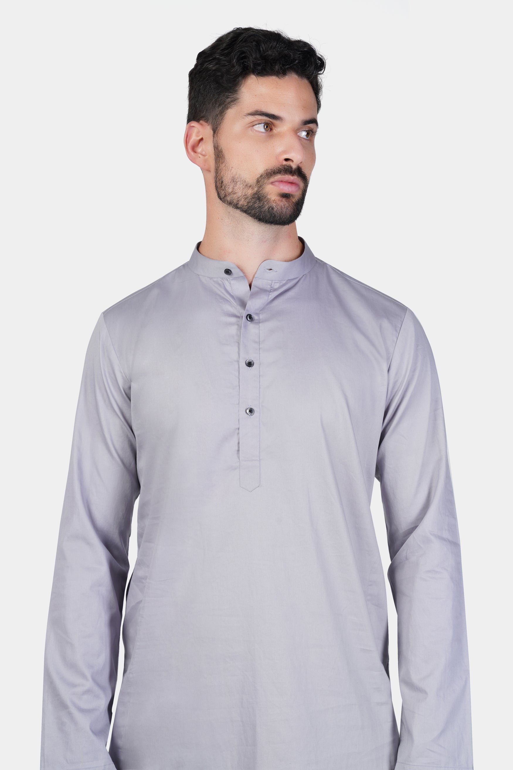 Haze Gray Subtle Sheen Super Soft Premium Cotton Kurta