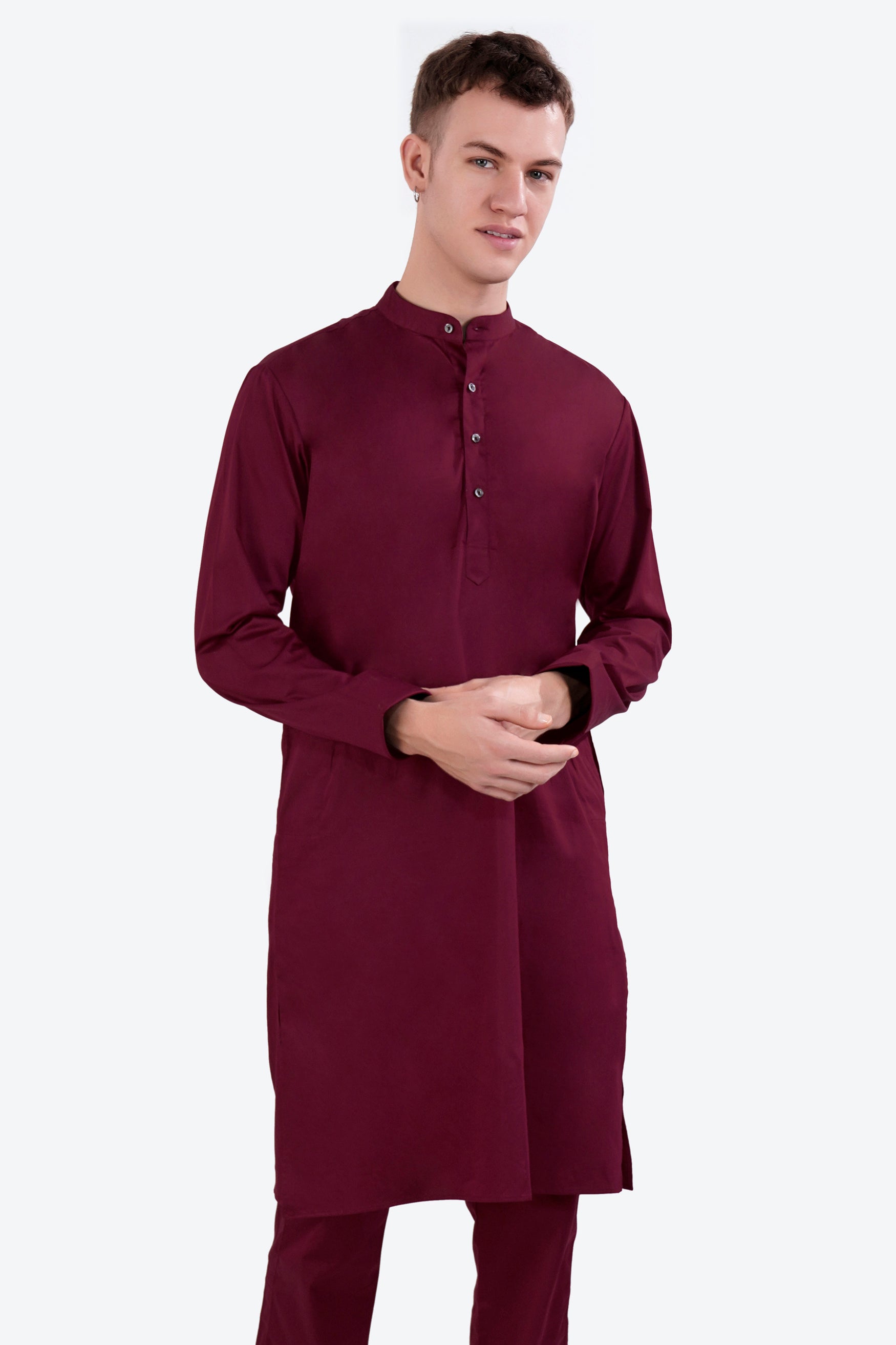 Crater Wine Subtle Sheen Super Soft Premium Cotton Kurta