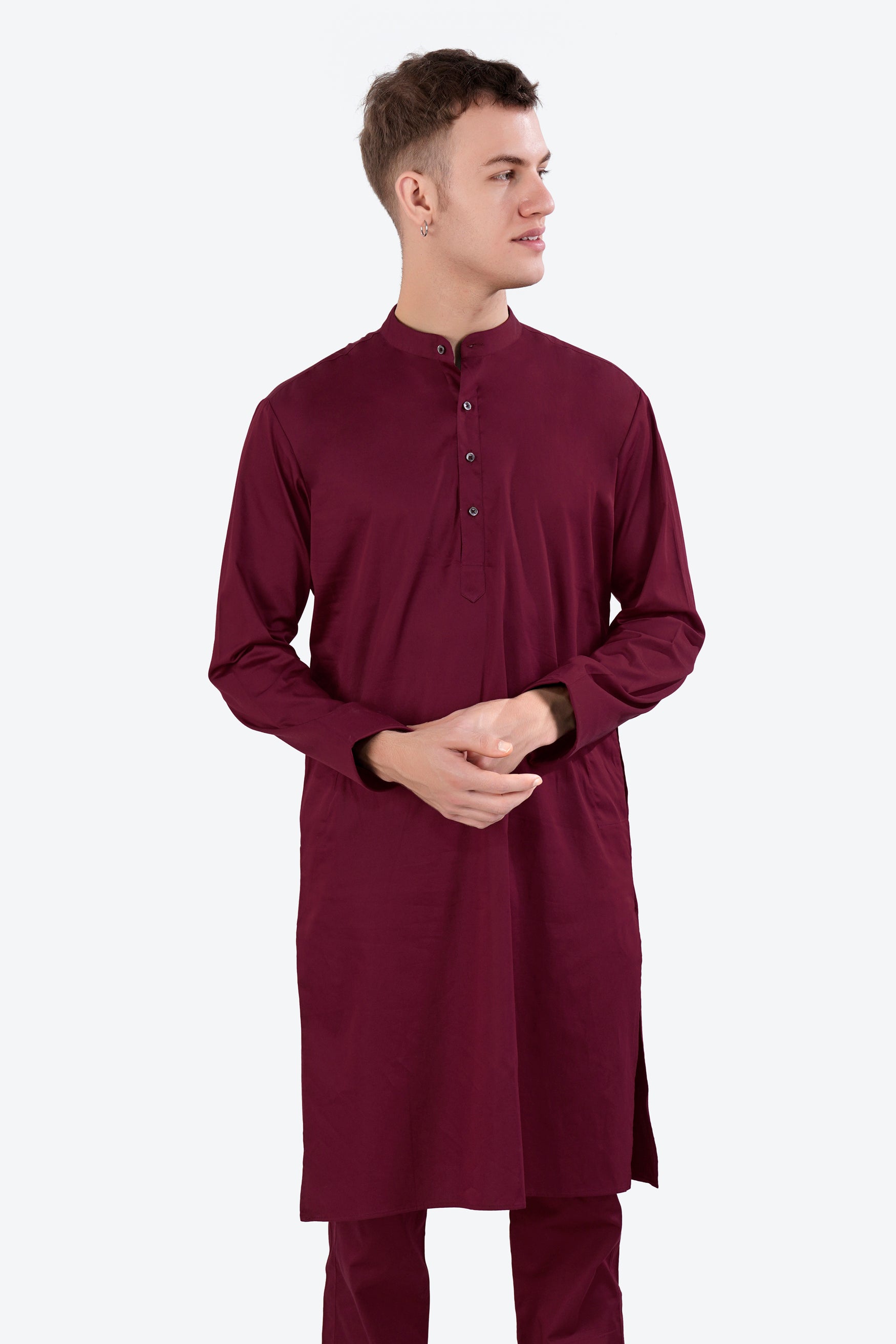 Crater Wine Subtle Sheen Super Soft Premium Cotton Kurta