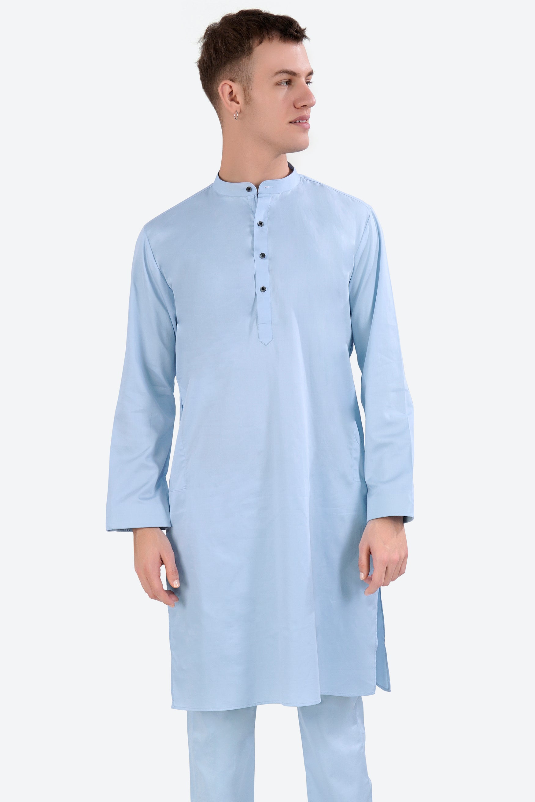 Tropical Blue Subtle Sheen Super Soft Premium Cotton Kurta