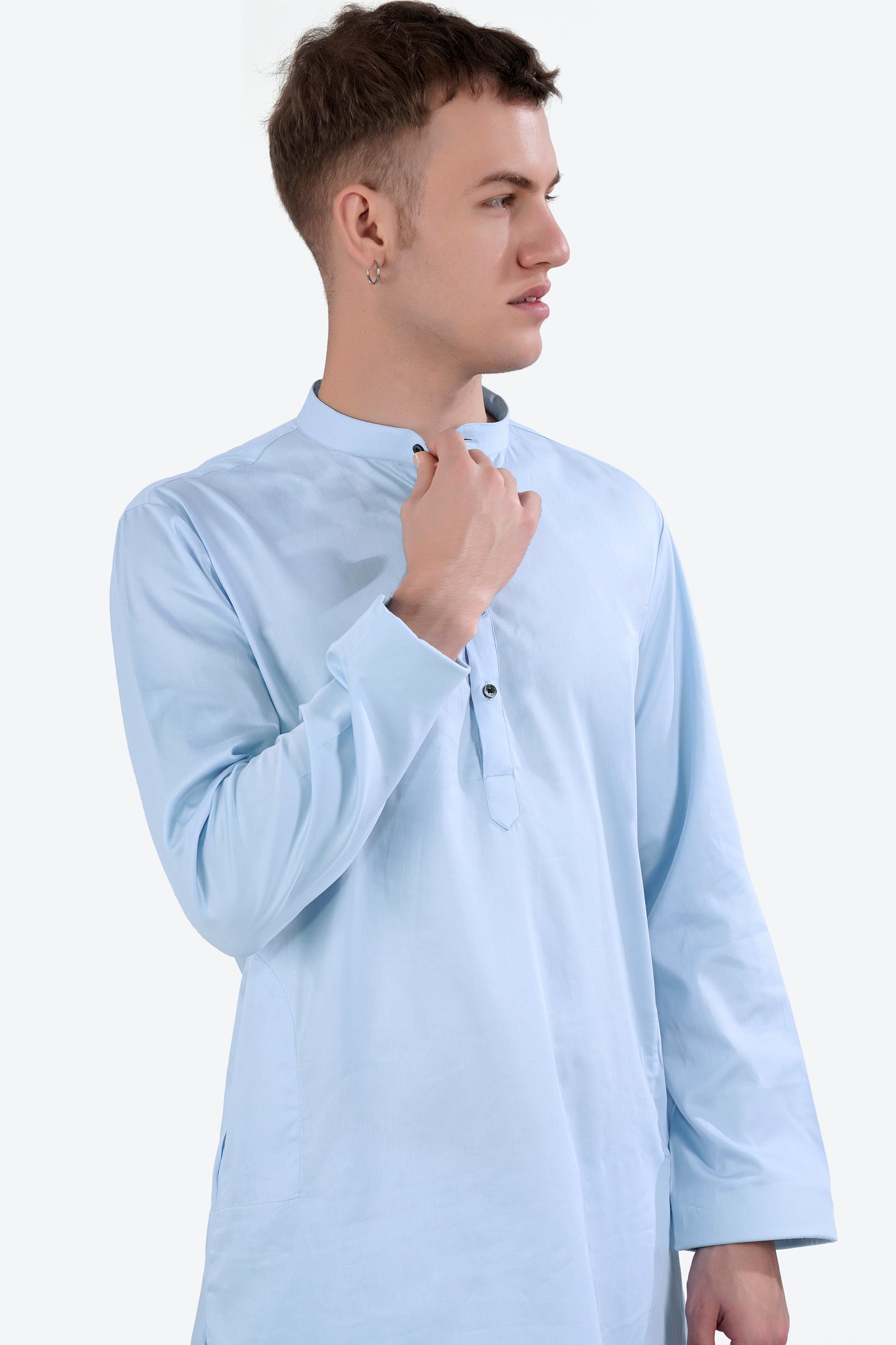 Tropical Blue Subtle Sheen Super Soft Premium Cotton Kurta