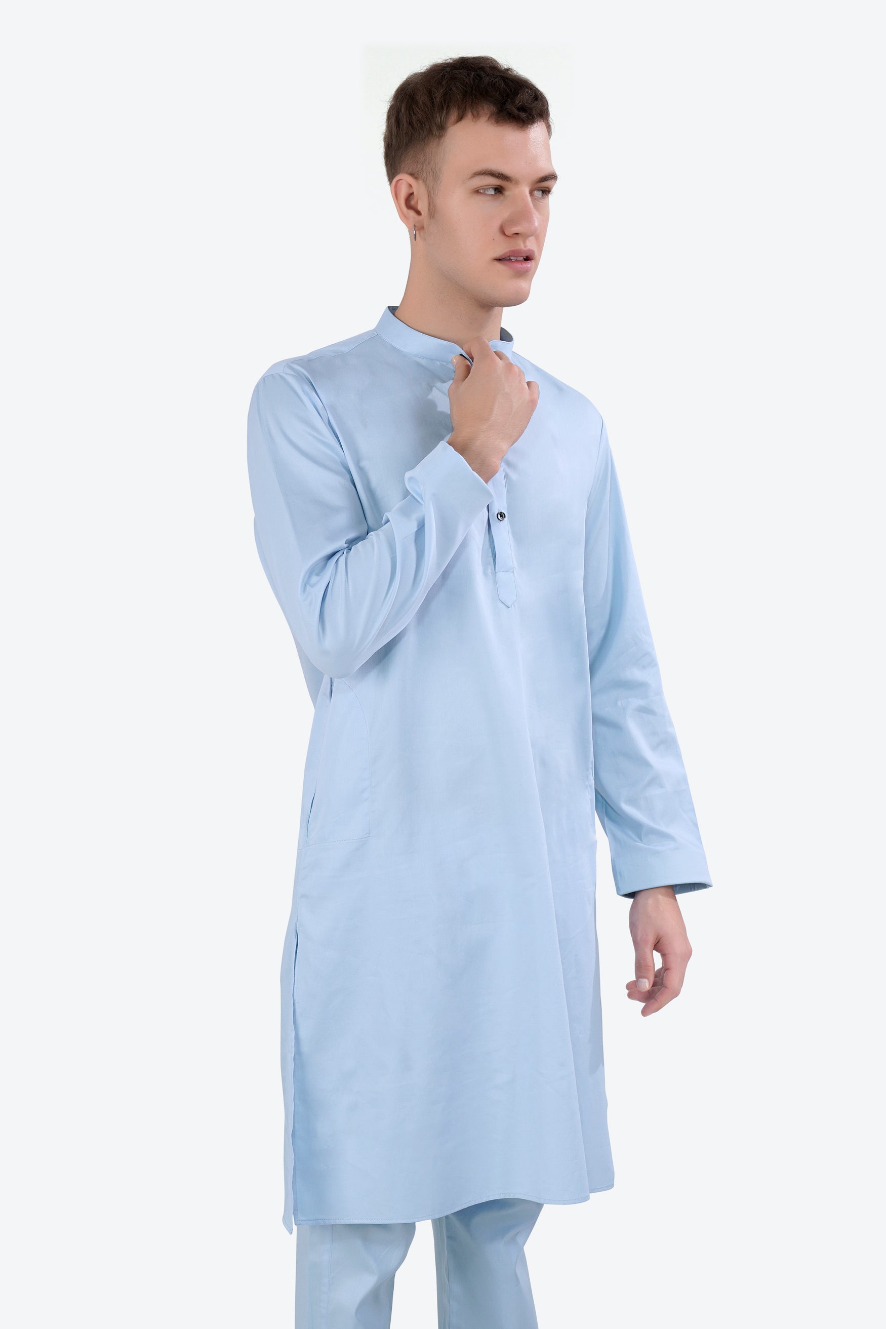 Tropical Blue Subtle Sheen Super Soft Premium Cotton Kurta