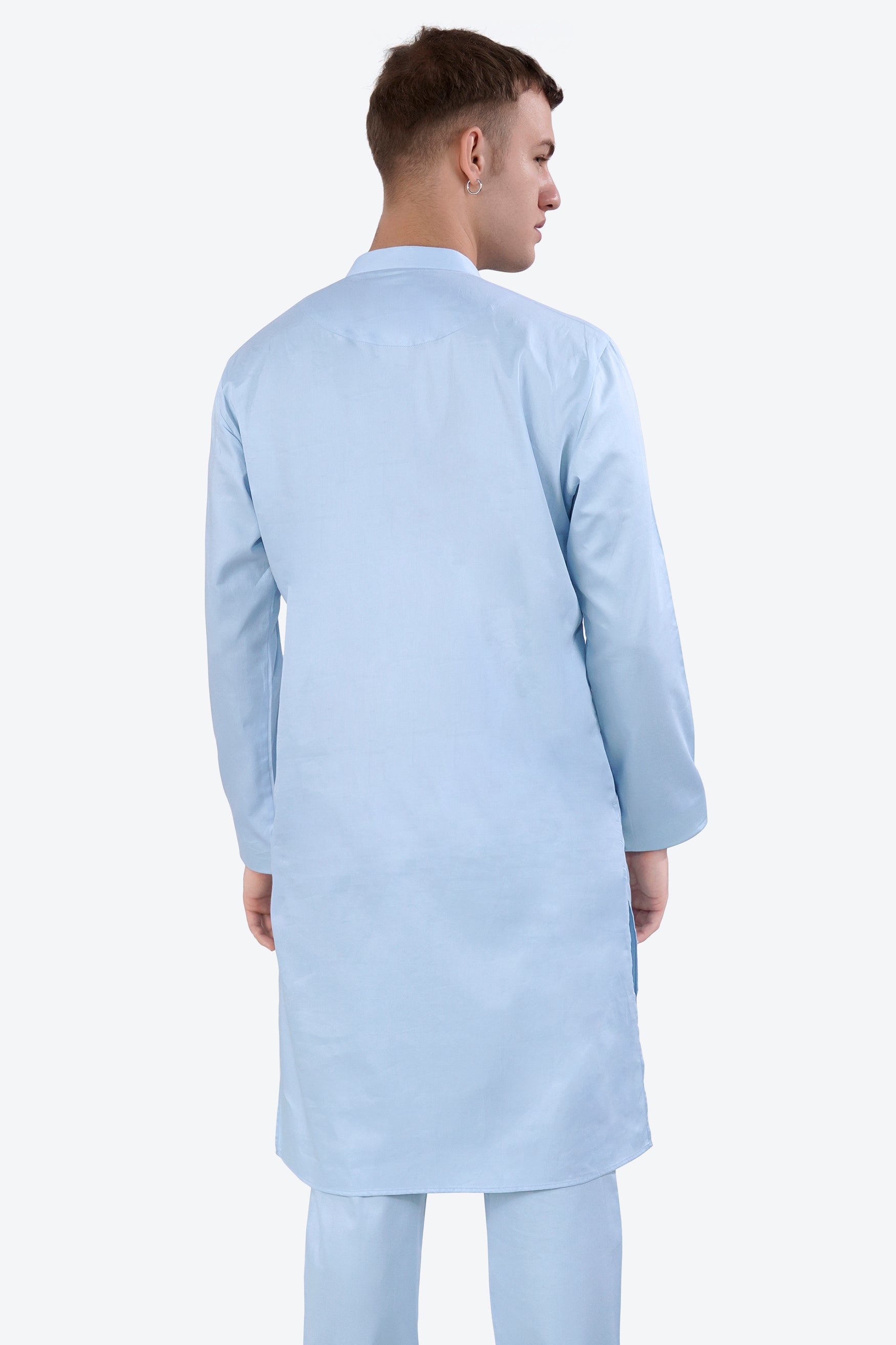 Tropical Blue Subtle Sheen Super Soft Premium Cotton Kurta