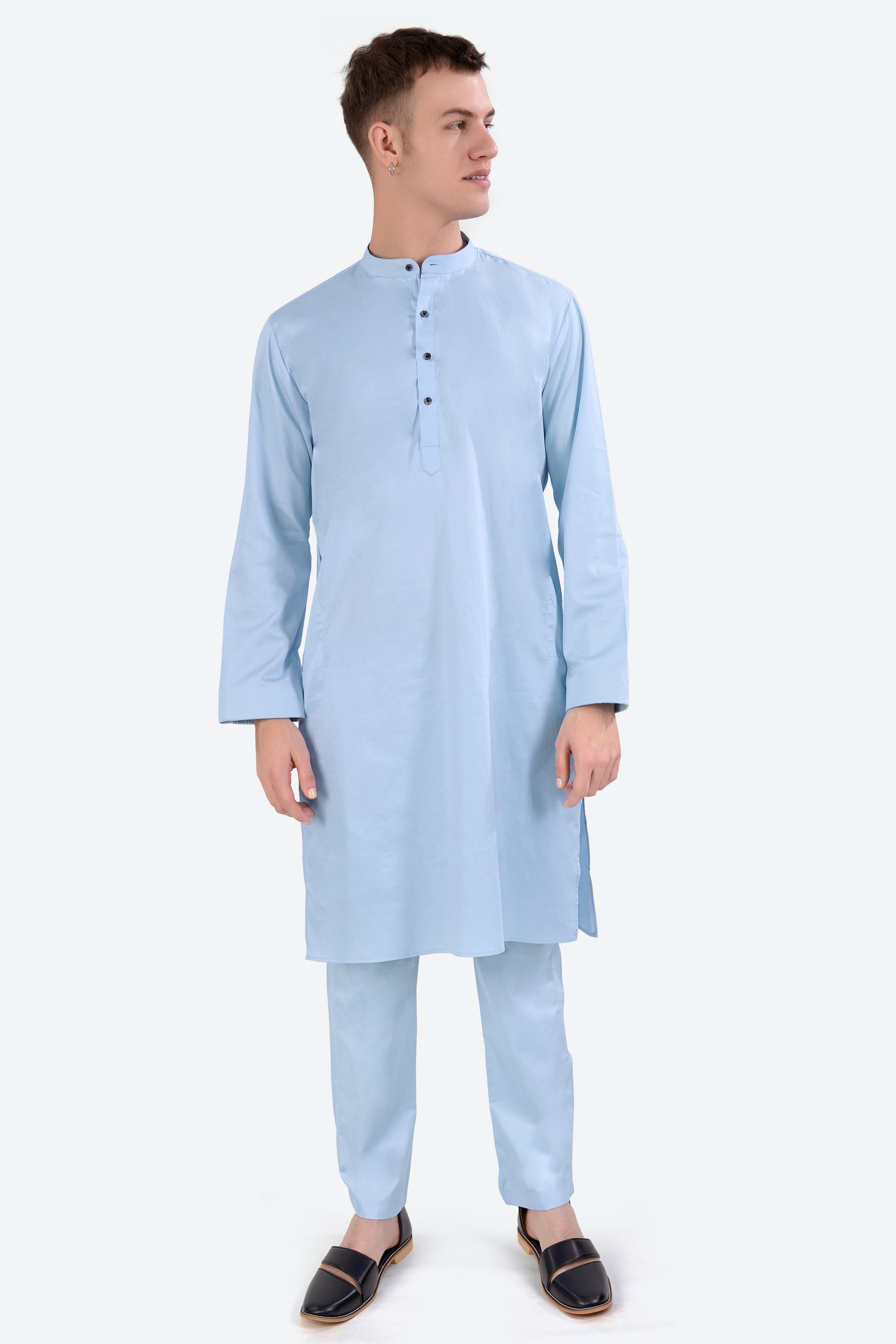 Tropical Blue Subtle Sheen Super Soft Premium Cotton Kurta