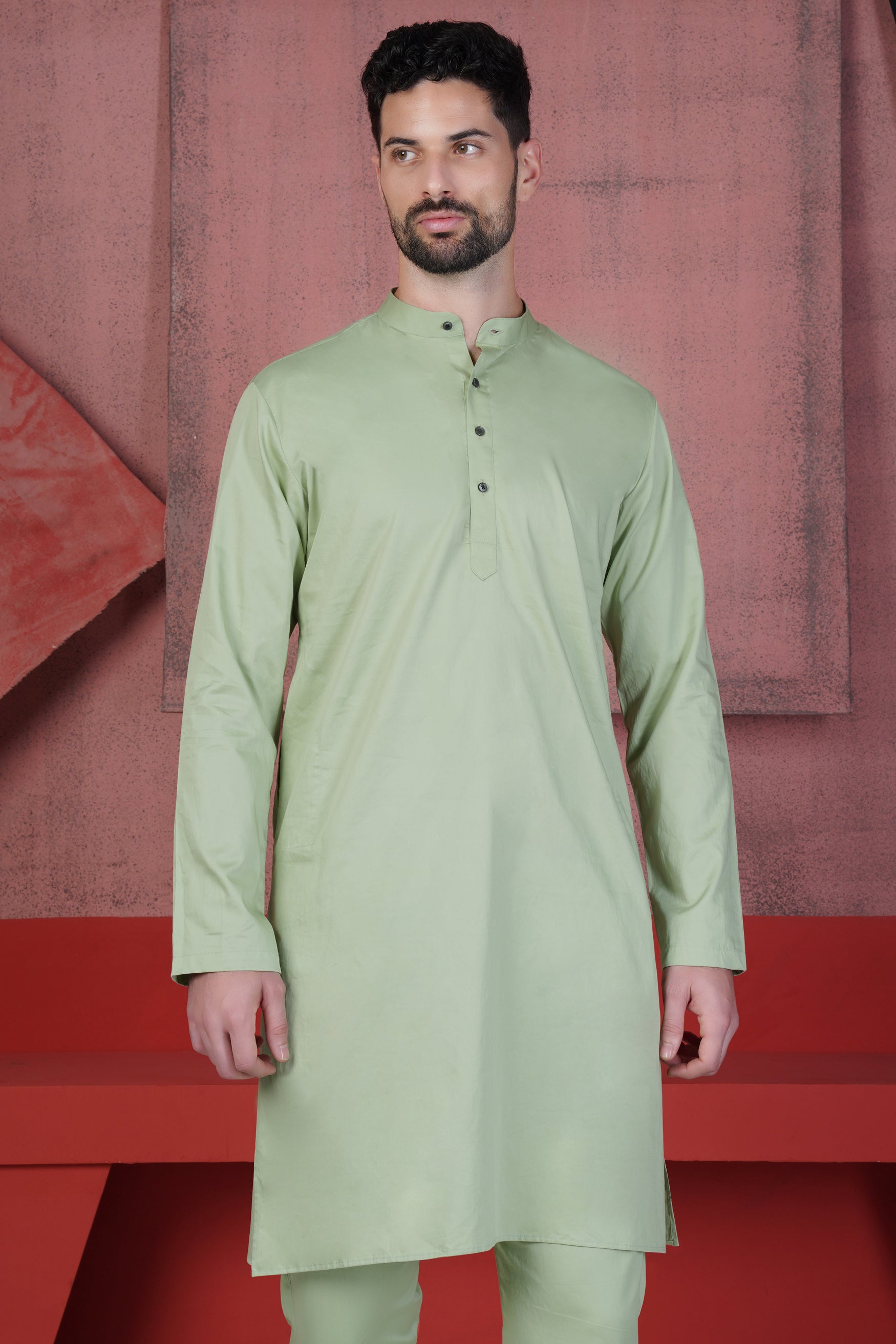 Coriander Green Subtle Sheen Super Soft Premium Cotton Kurta