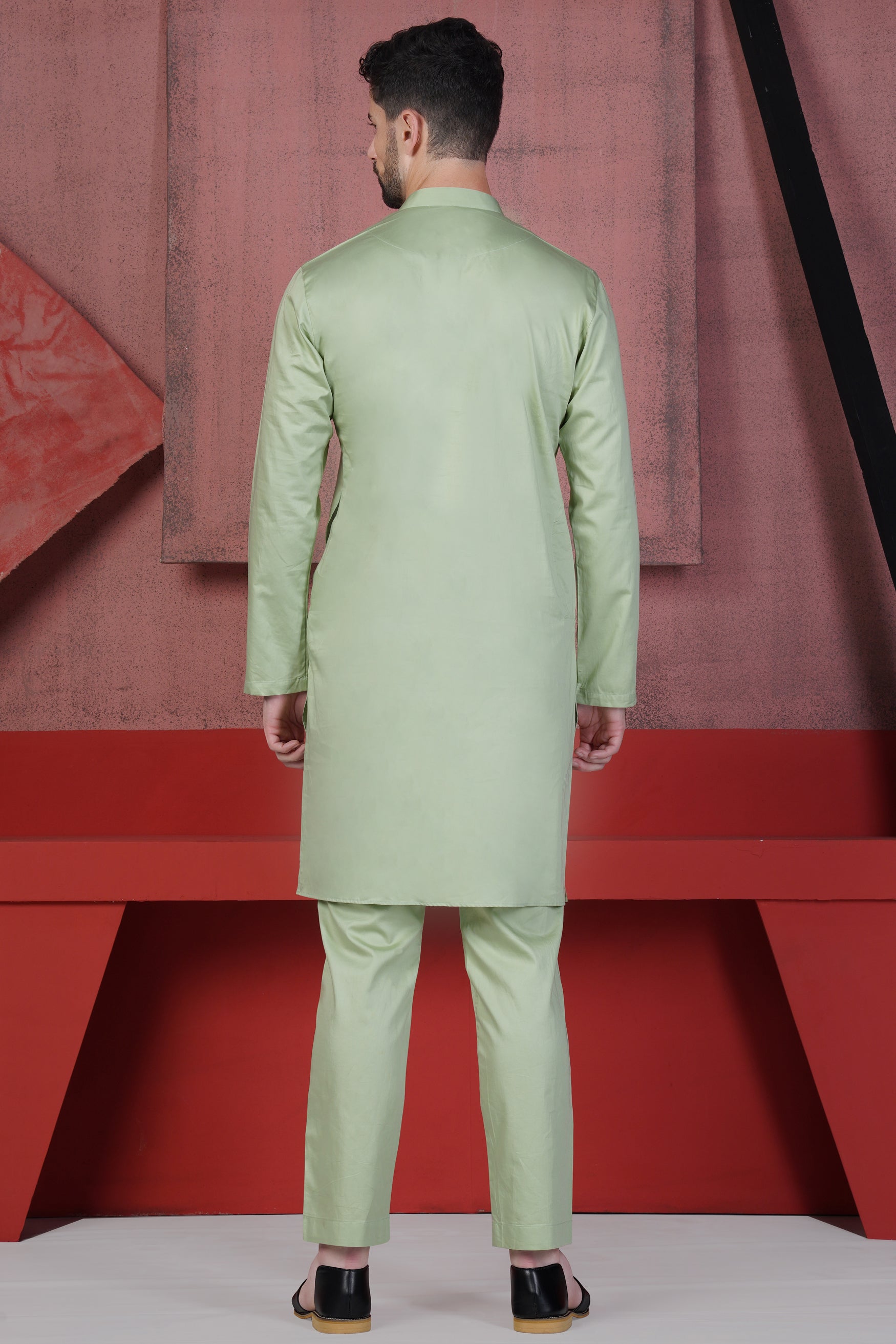 Coriander Green Subtle Sheen Super Soft Premium Cotton Kurta