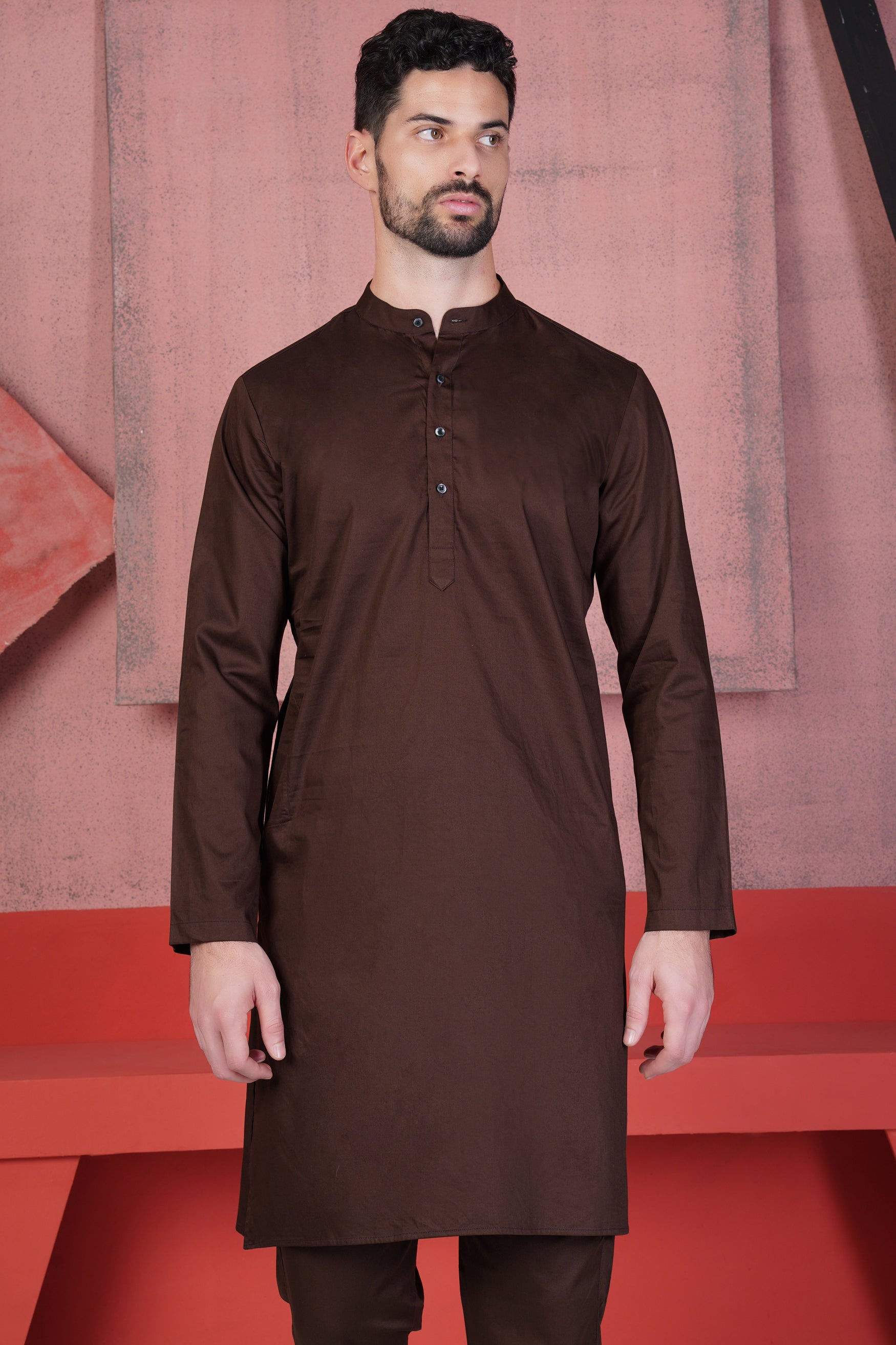 Sambuca Brown Subtle Sheen Super Soft Premium Cotton Kurta