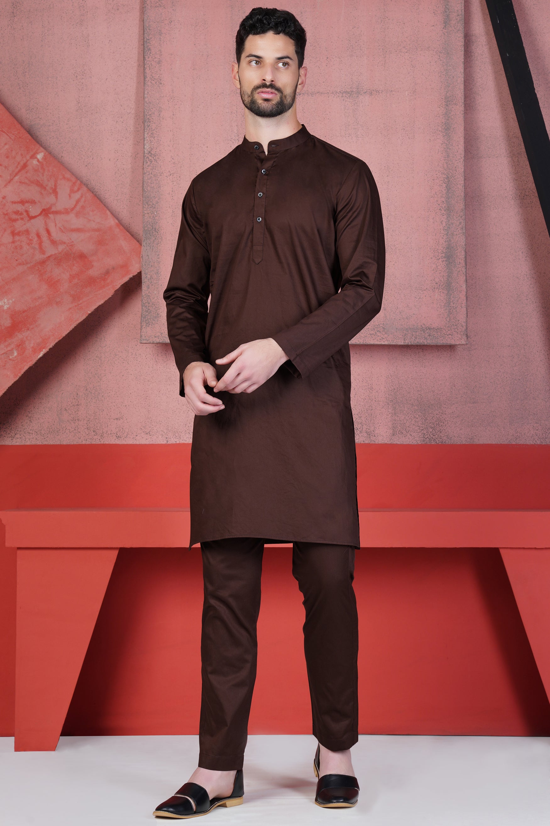 Sambuca Brown Subtle Sheen Super Soft Premium Cotton Kurta