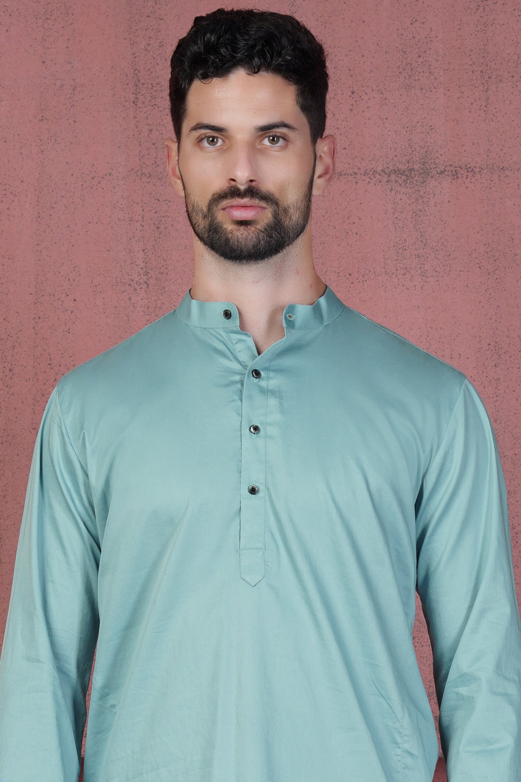 Glacier Blue Subtle Sheen Super Soft Premium Cotton Kurta