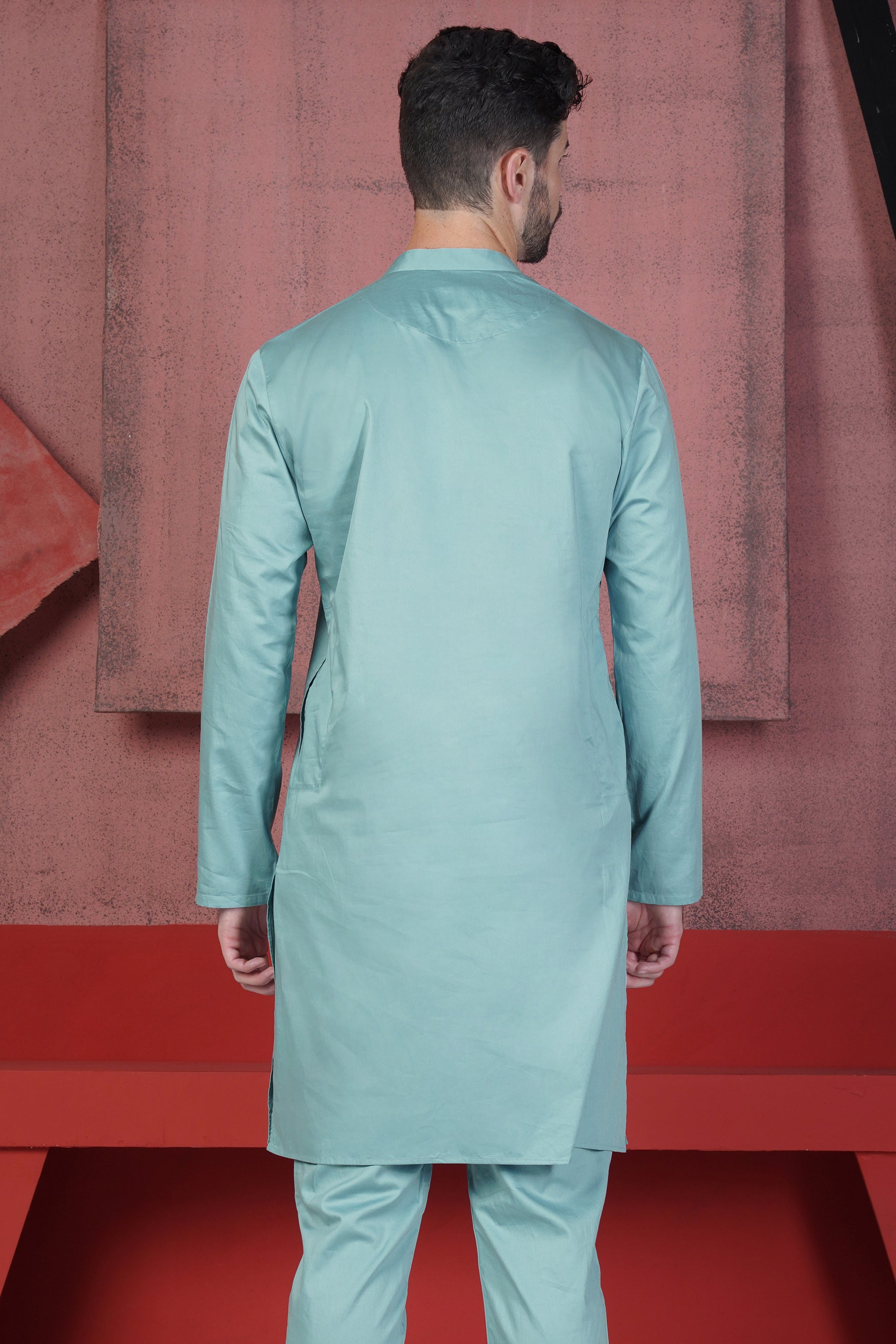 Glacier Blue Subtle Sheen Super Soft Premium Cotton Kurta