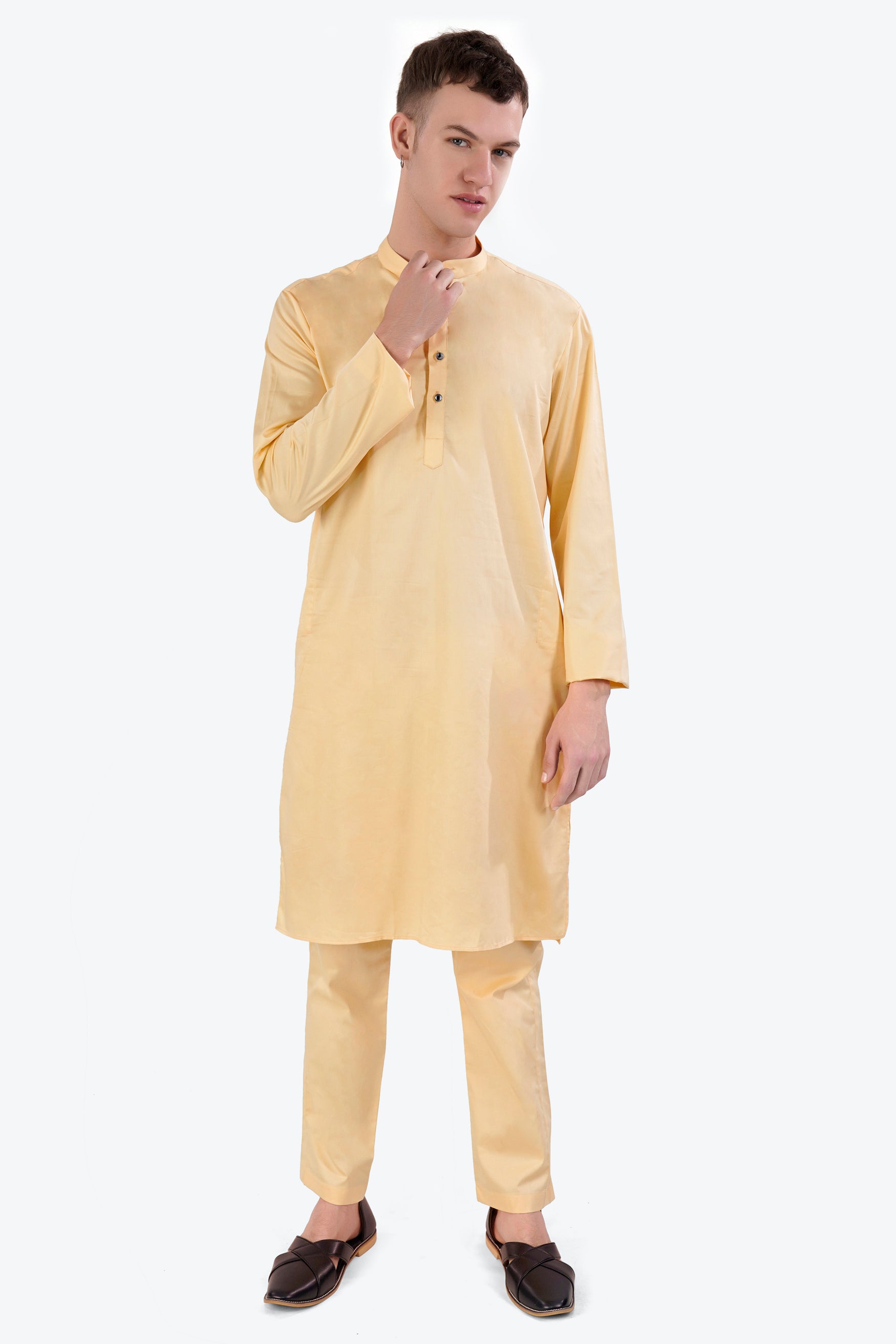 Hampton Beige Subtle Sheen Super Soft Premium Cotton Kurta