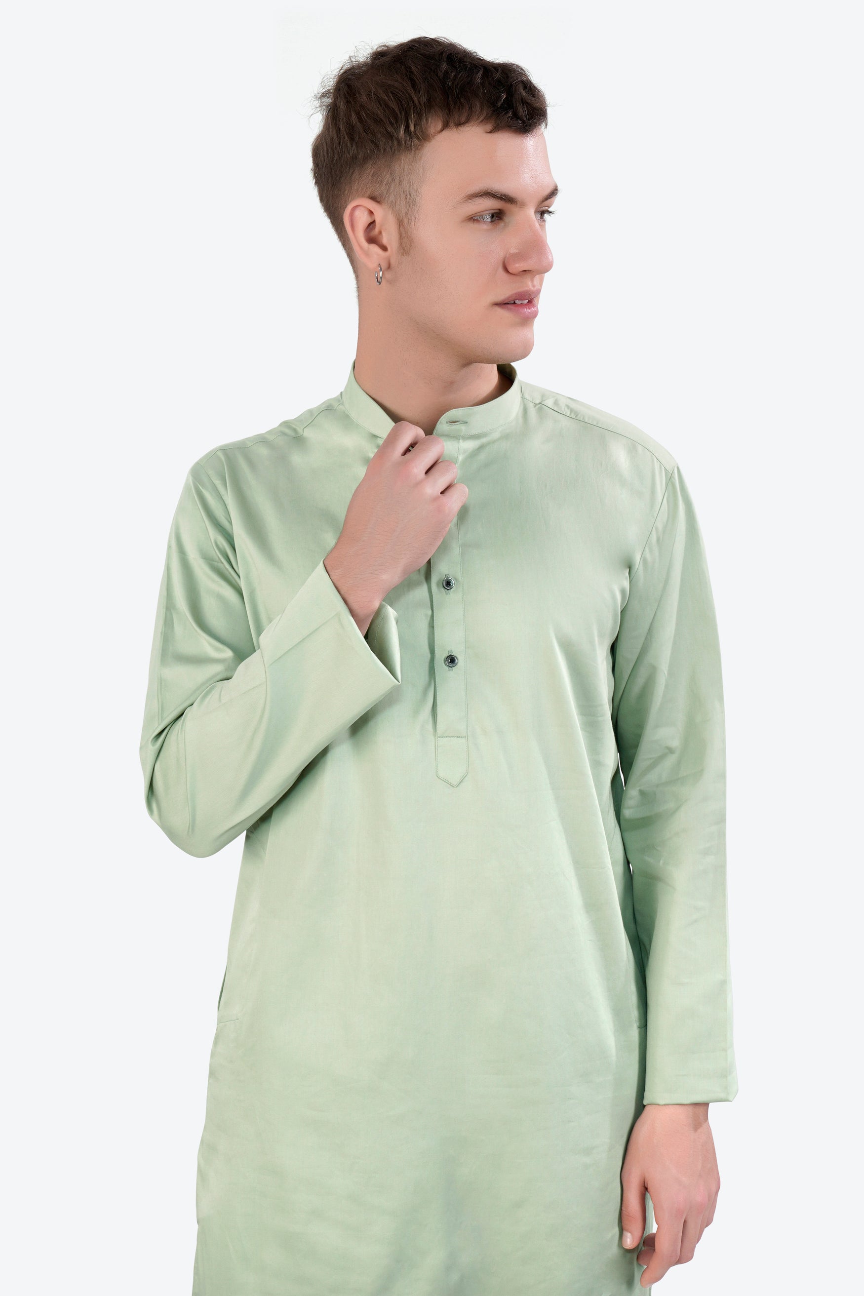 Coriander Green Subtle Sheen Super Soft Premium Cotton Kurta