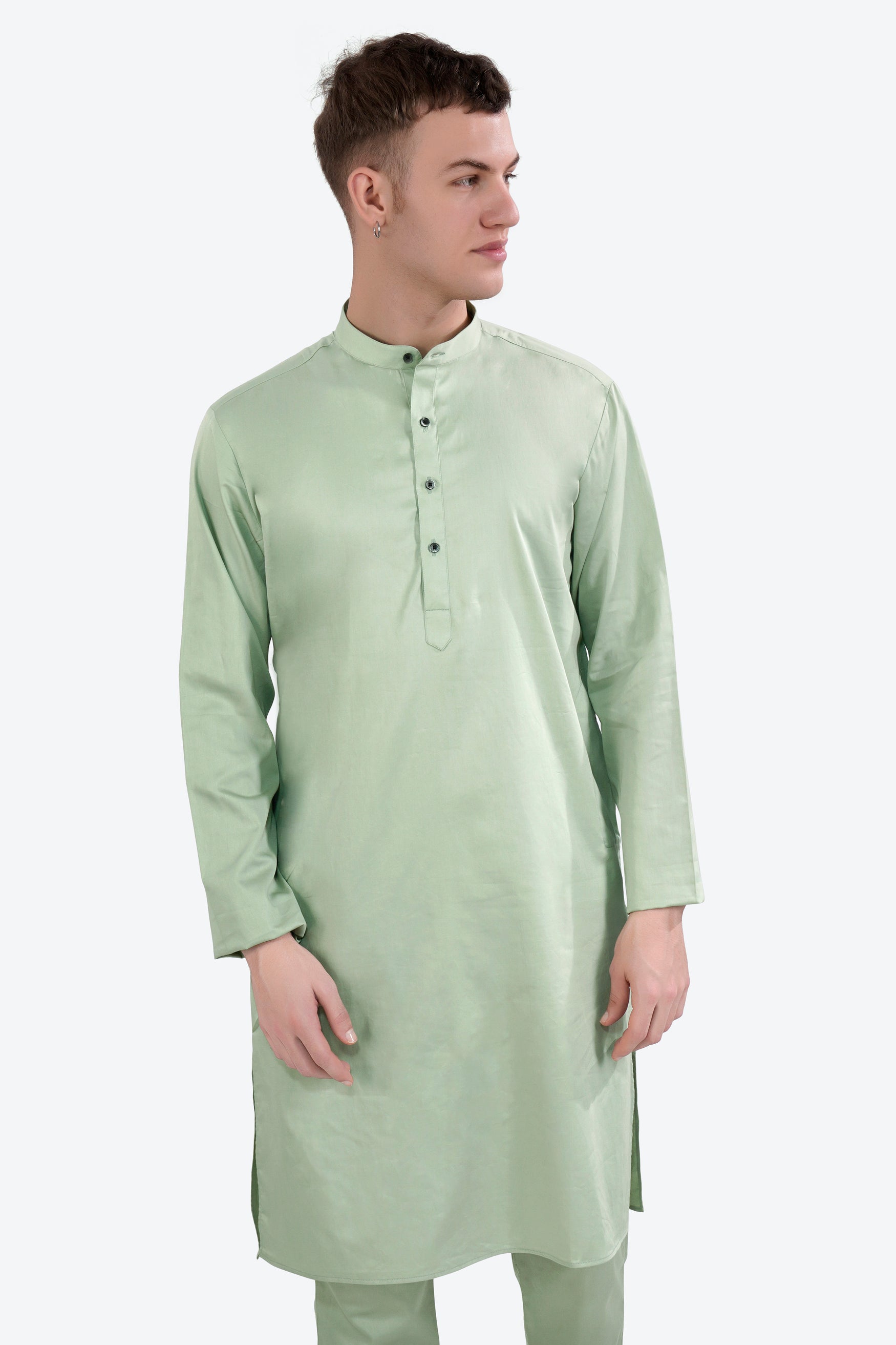 Coriander Green Subtle Sheen Super Soft Premium Cotton Kurta