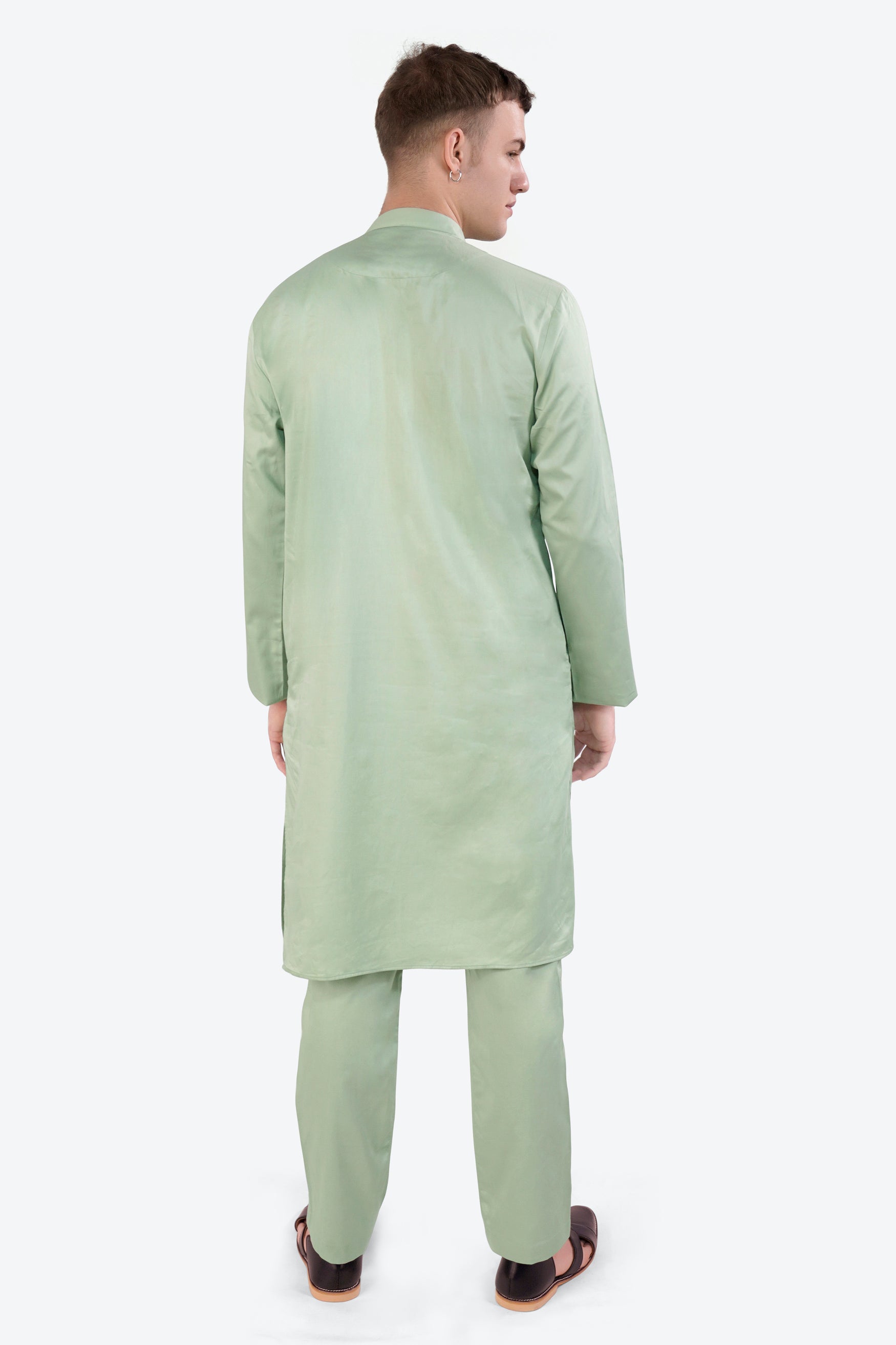 Coriander Green Subtle Sheen Super Soft Premium Cotton Kurta