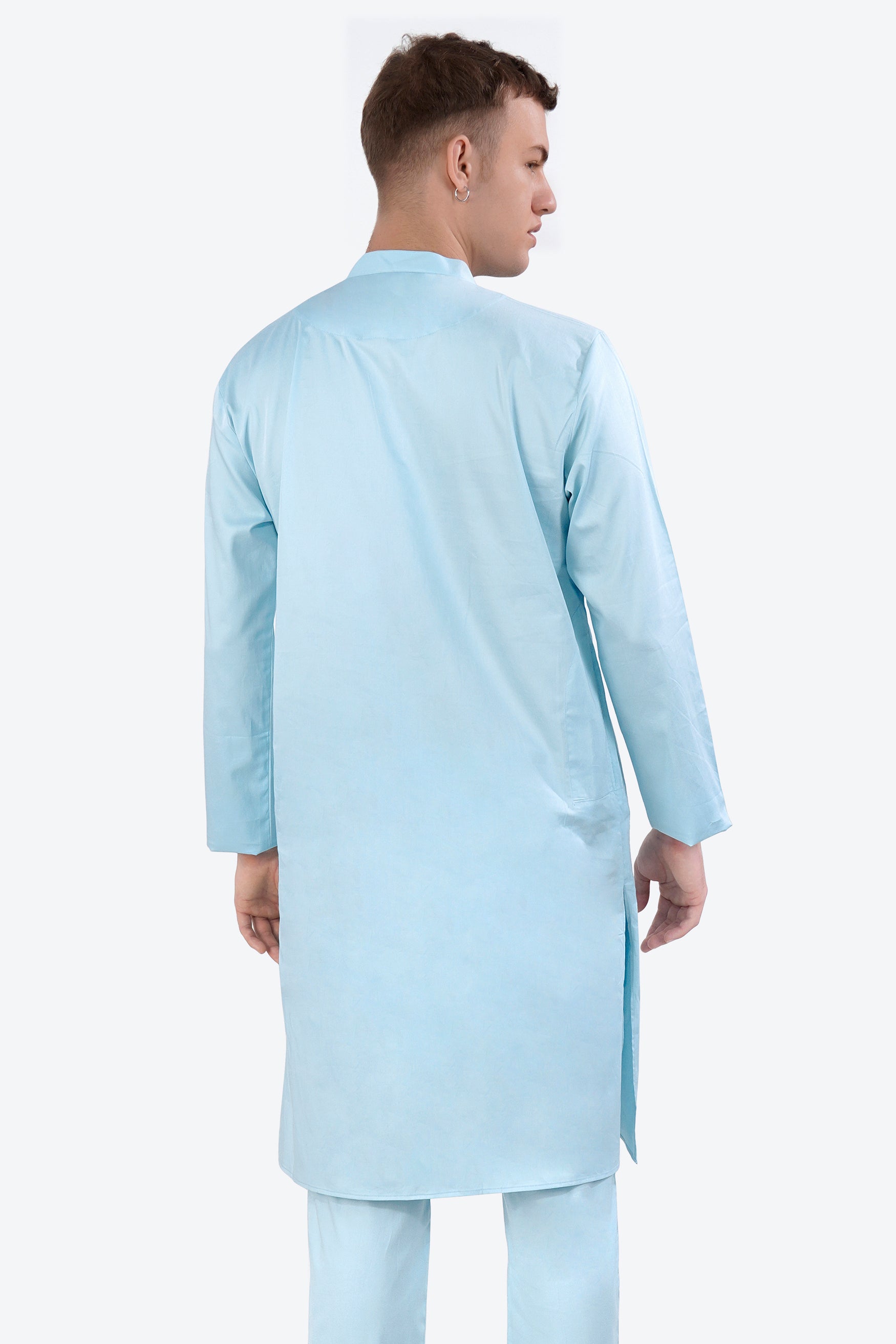 Turquoise Blue Subtle Sheen Super Soft Premium Cotton Kurta