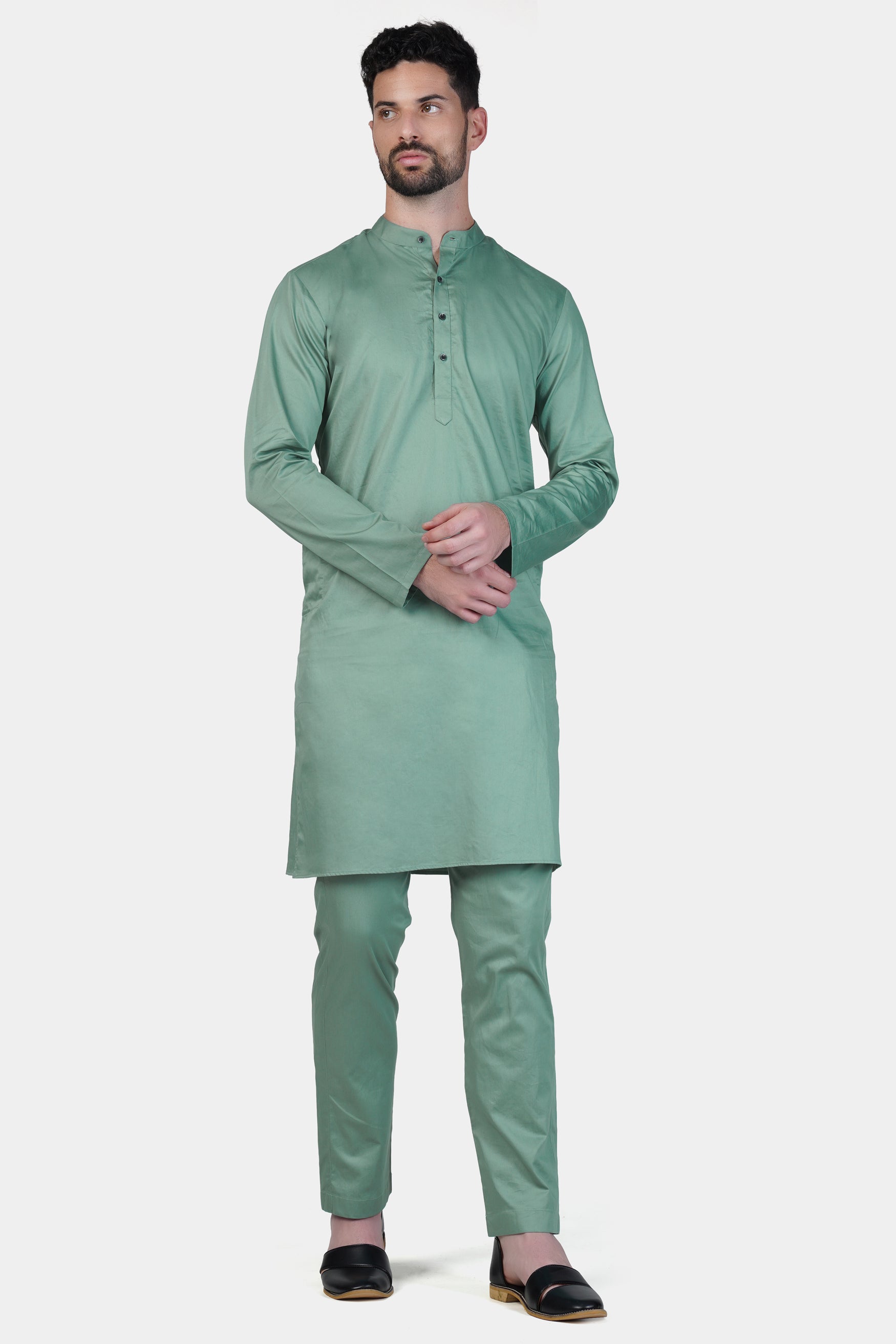 Patina Green Subtle Sheen Super Soft Premium Cotton Kurta