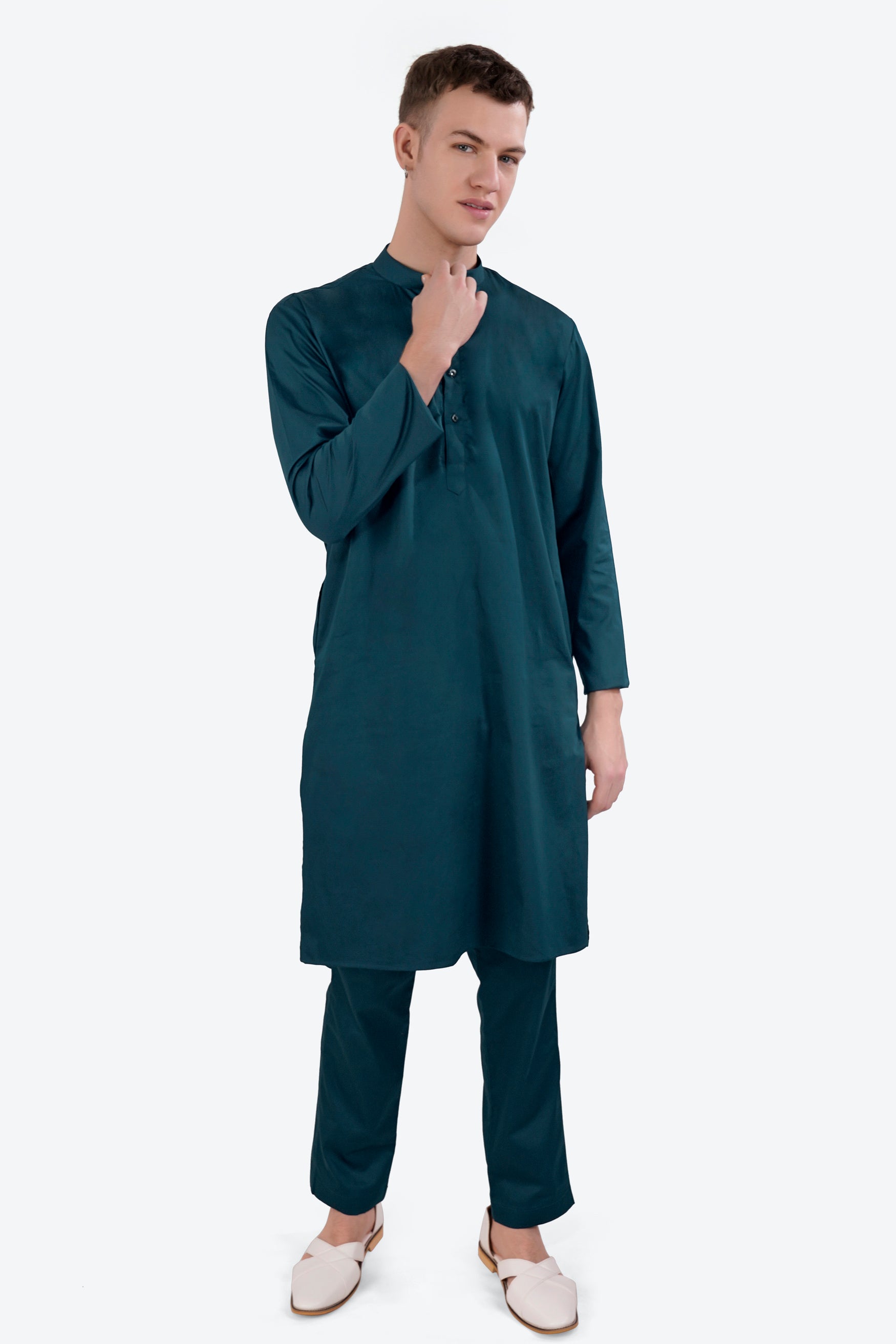 Nile Blue Subtle Sheen Super Soft Premium Cotton Kurta