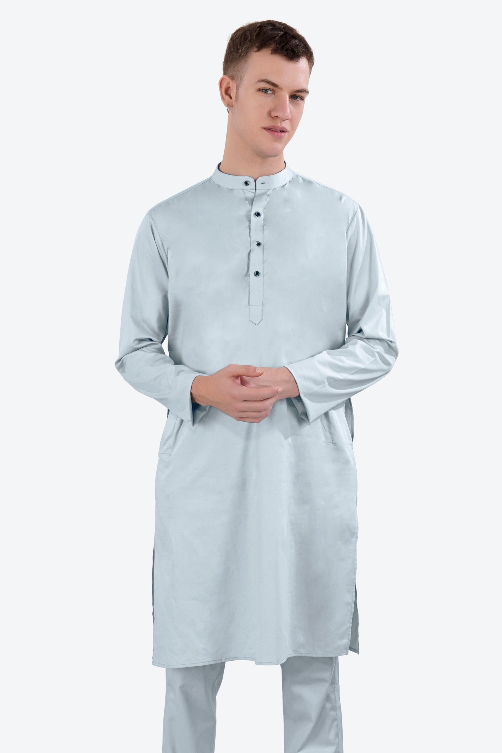 Oyster Blue Subtle Sheen Super Soft Premium Cotton Kurta