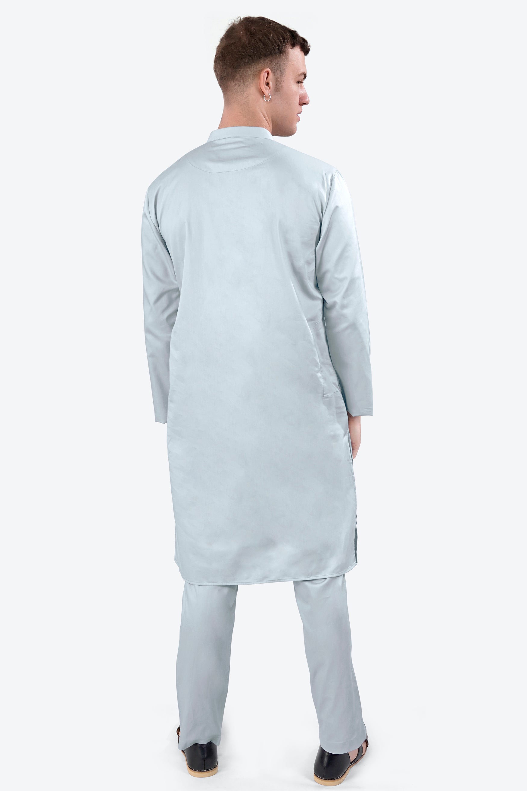 Oyster Blue Subtle Sheen Super Soft Premium Cotton Kurta