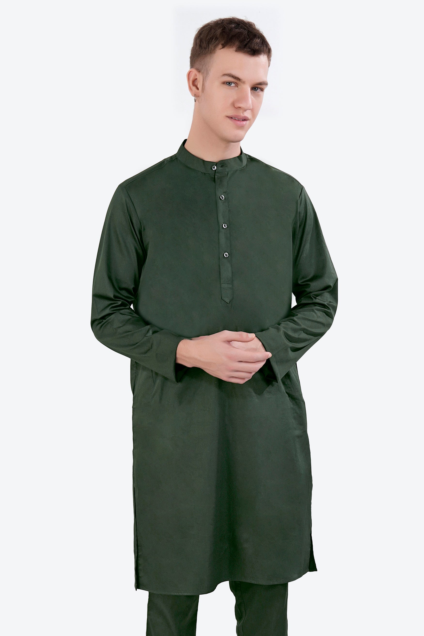 Timber Green Subtle Sheen Super Soft Premium Cotton Kurta