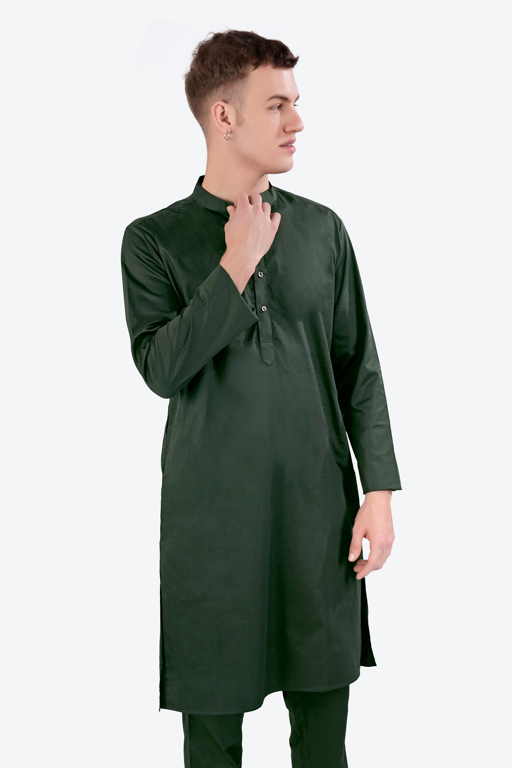 Timber Green Subtle Sheen Super Soft Premium Cotton Kurta