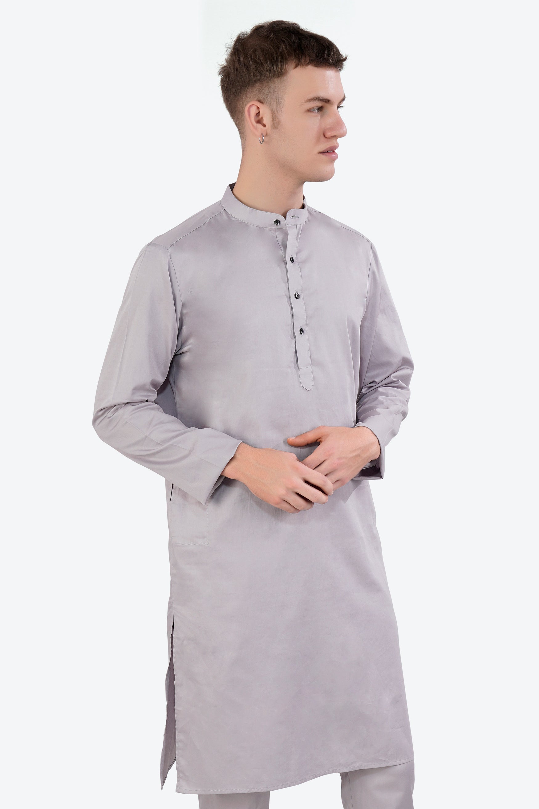 Pale Slate Lavender Subtle Sheen Super Soft Premium Cotton Kurta