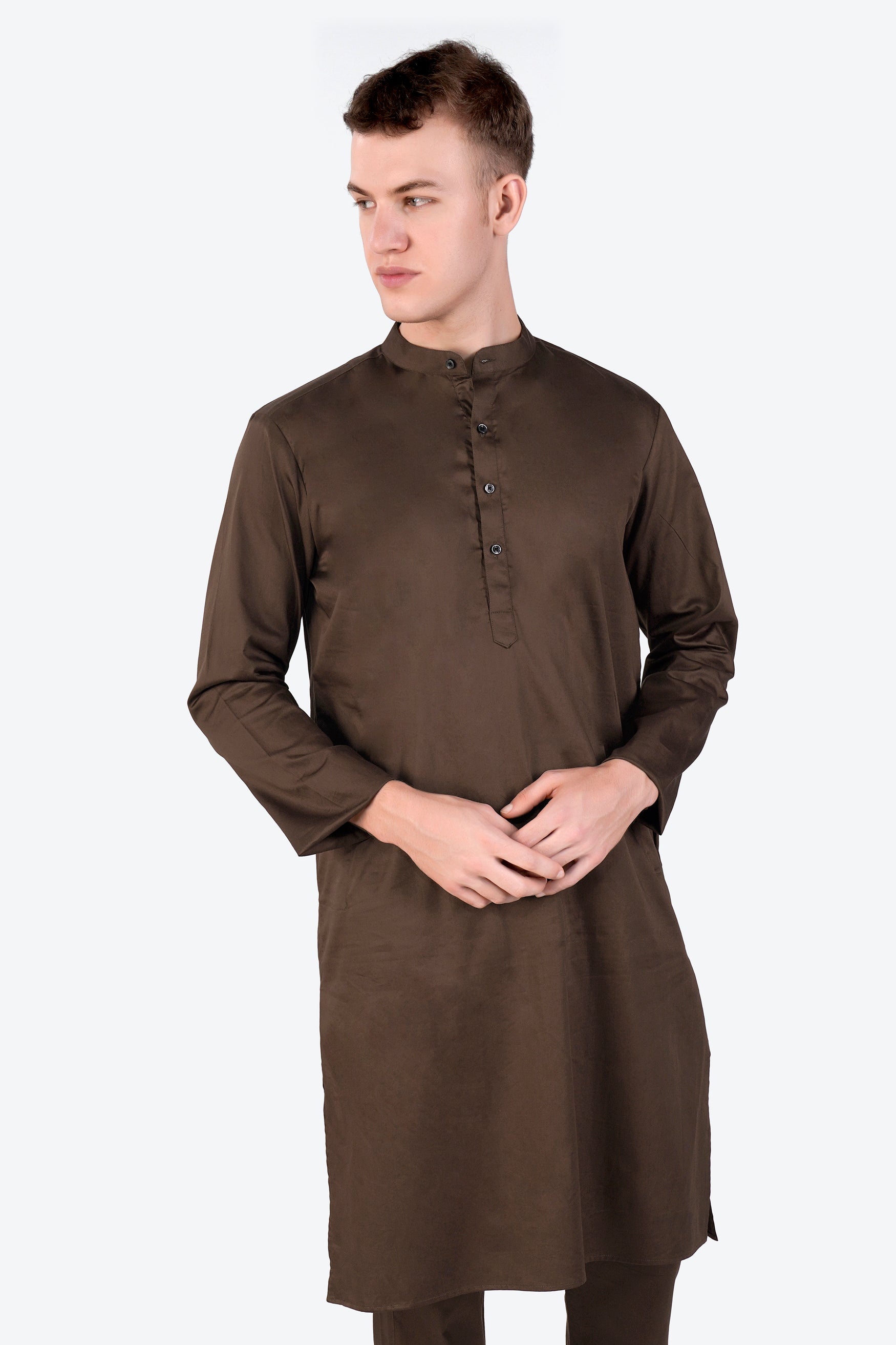 Medium Taupe Subtle Sheen Super Soft Premium Cotton Kurta