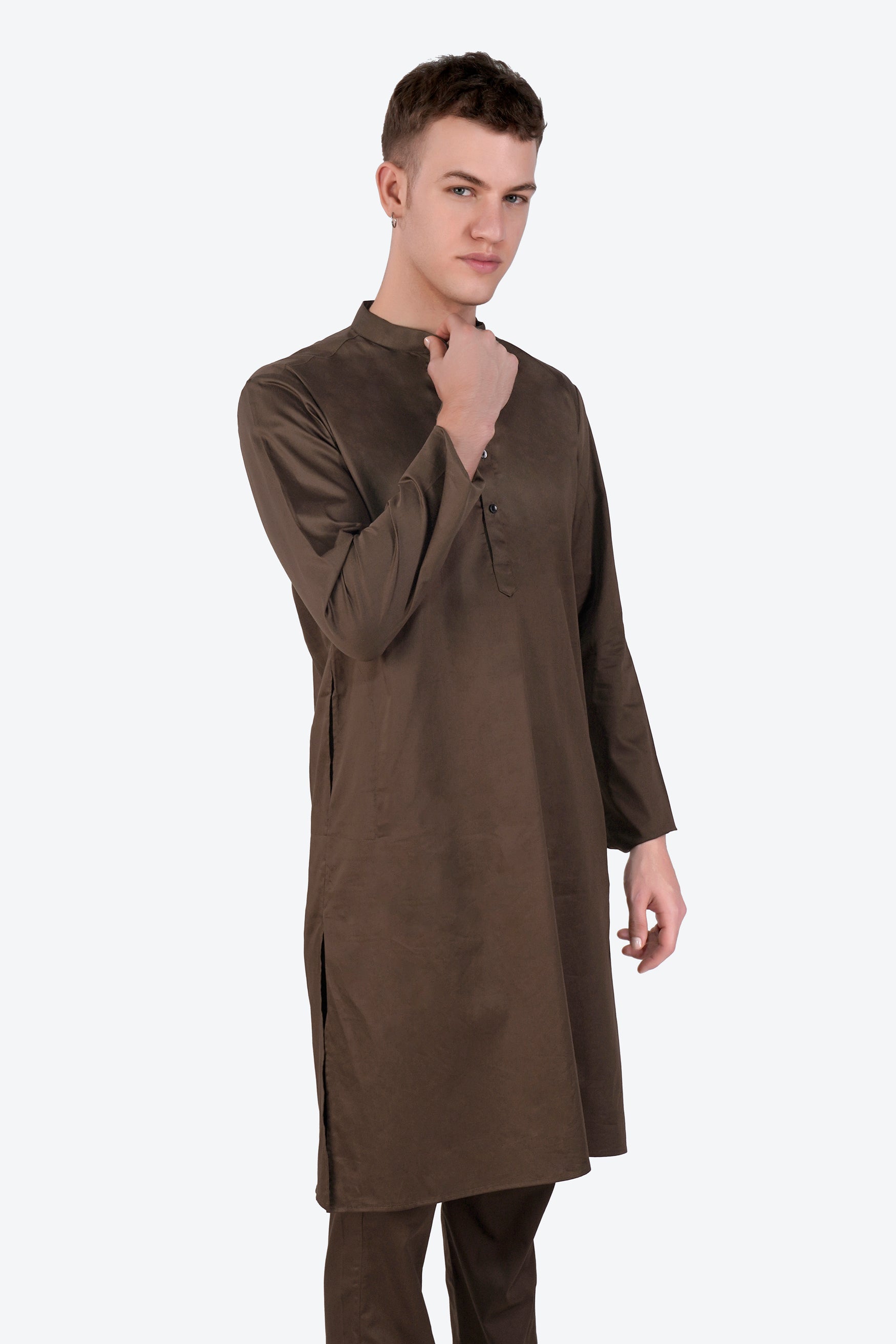 Medium Taupe Subtle Sheen Super Soft Premium Cotton Kurta