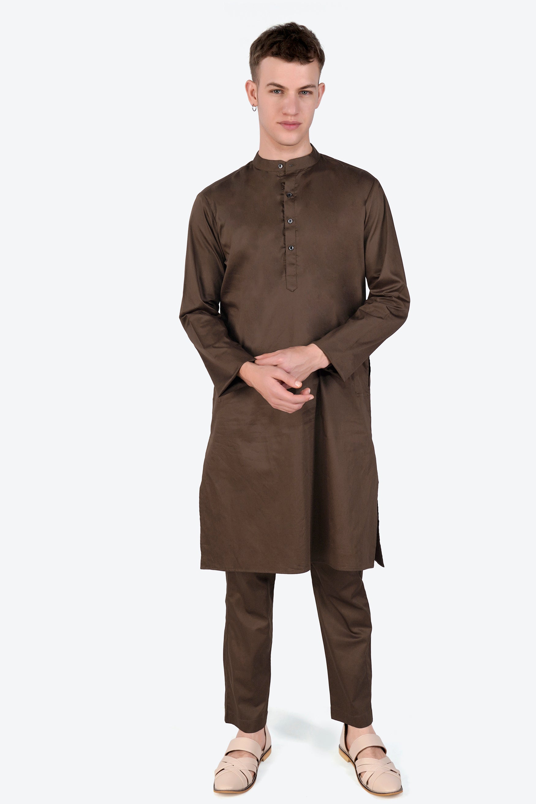 Medium Taupe Subtle Sheen Super Soft Premium Cotton Kurta