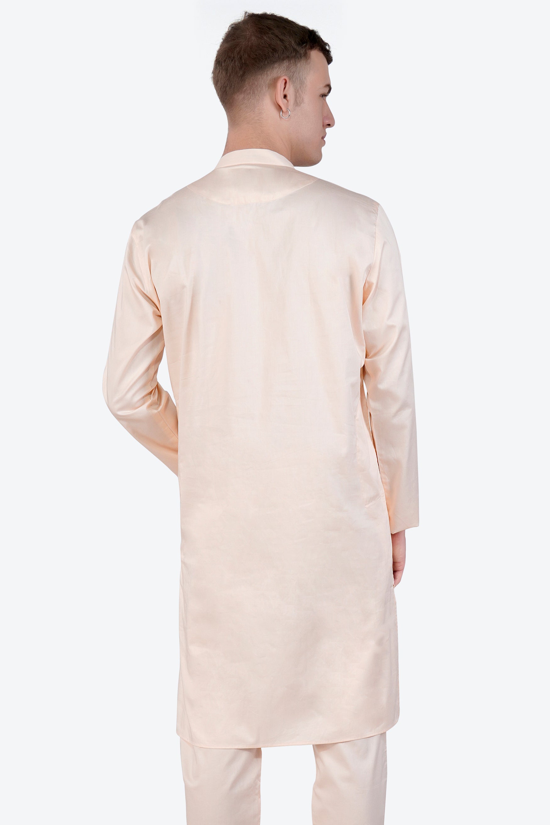 Gainsboro Peach Subtle Sheen Super Soft Premium Cotton Kurta