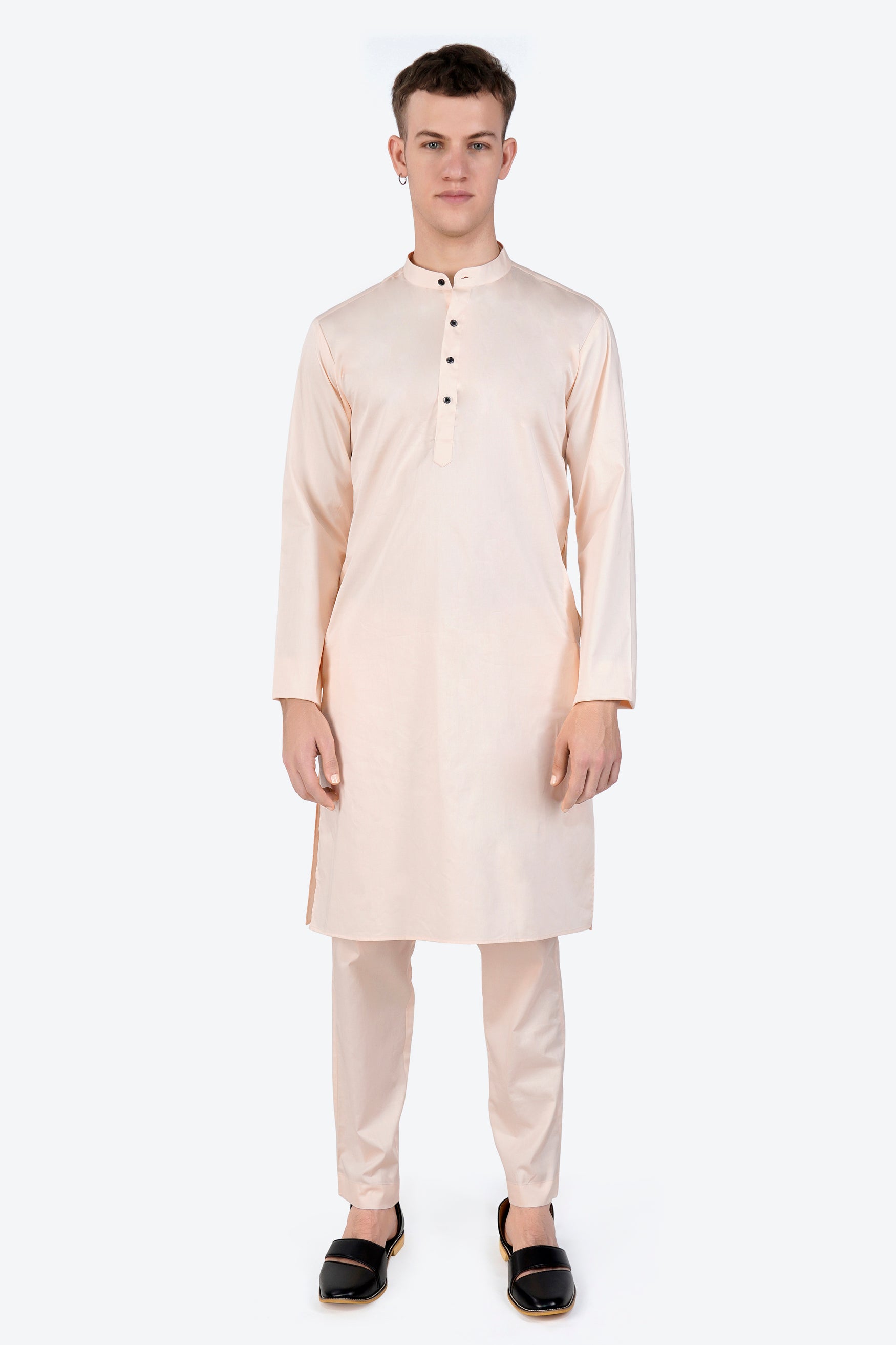 Gainsboro Peach Subtle Sheen Super Soft Premium Cotton Kurta