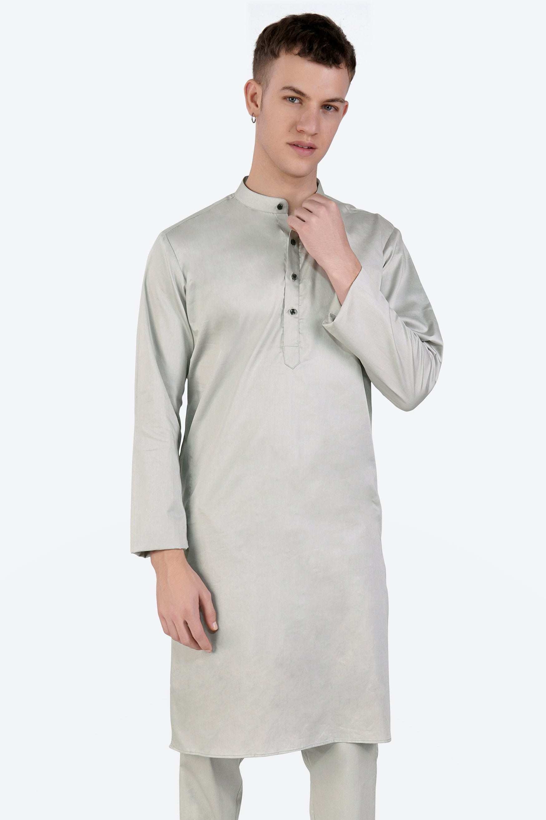 Celeste Gray Subtle Sheen Super Soft Premium Cotton Kurta