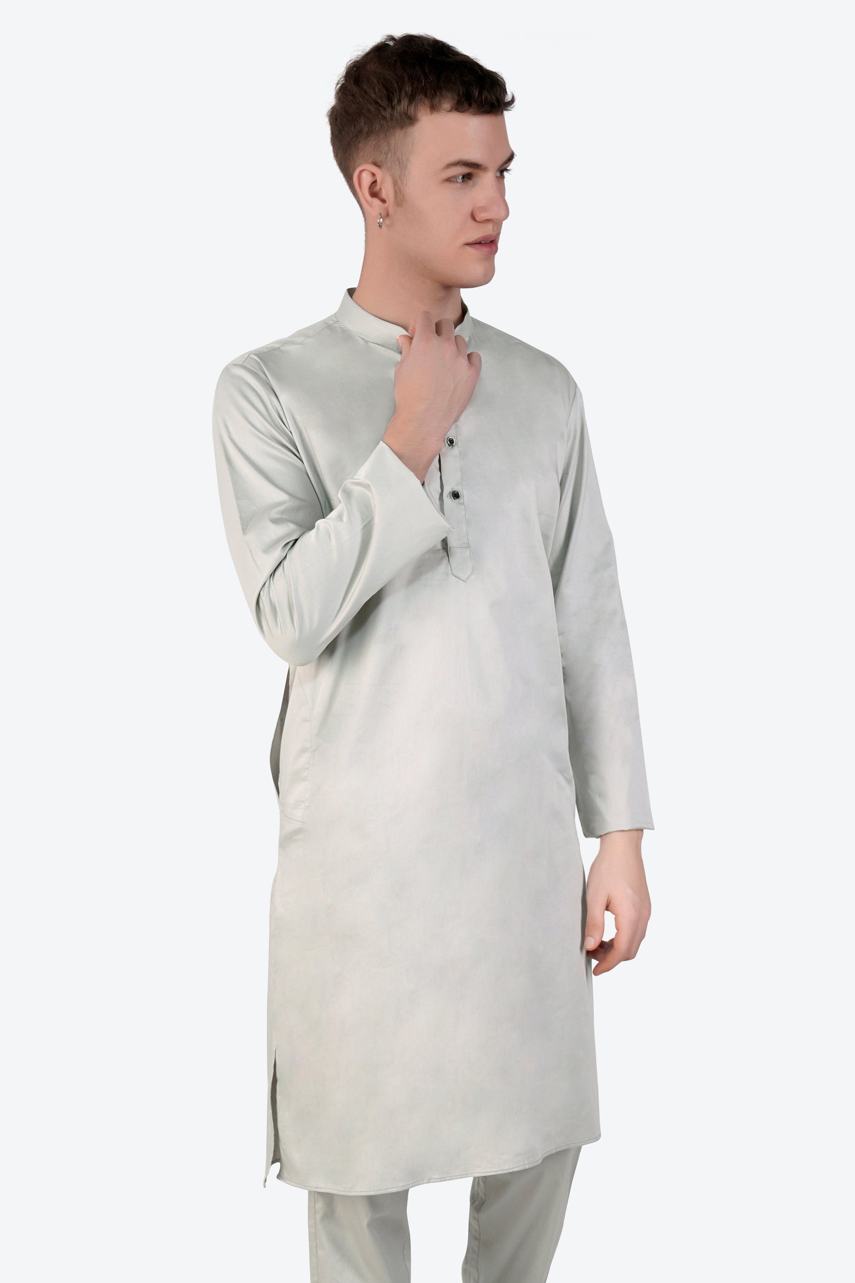 Celeste Gray Subtle Sheen Super Soft Premium Cotton Kurta