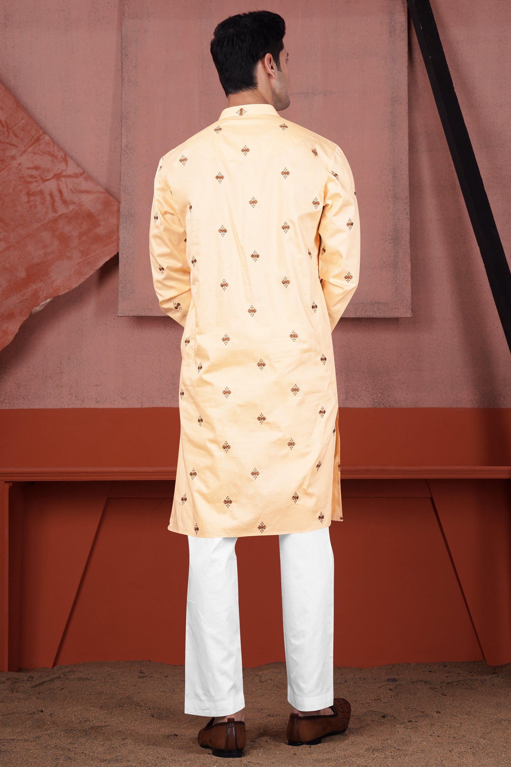 Karry Beige Embroidered Subtle Sheen Super Soft Premium Cotton Designer Kurta